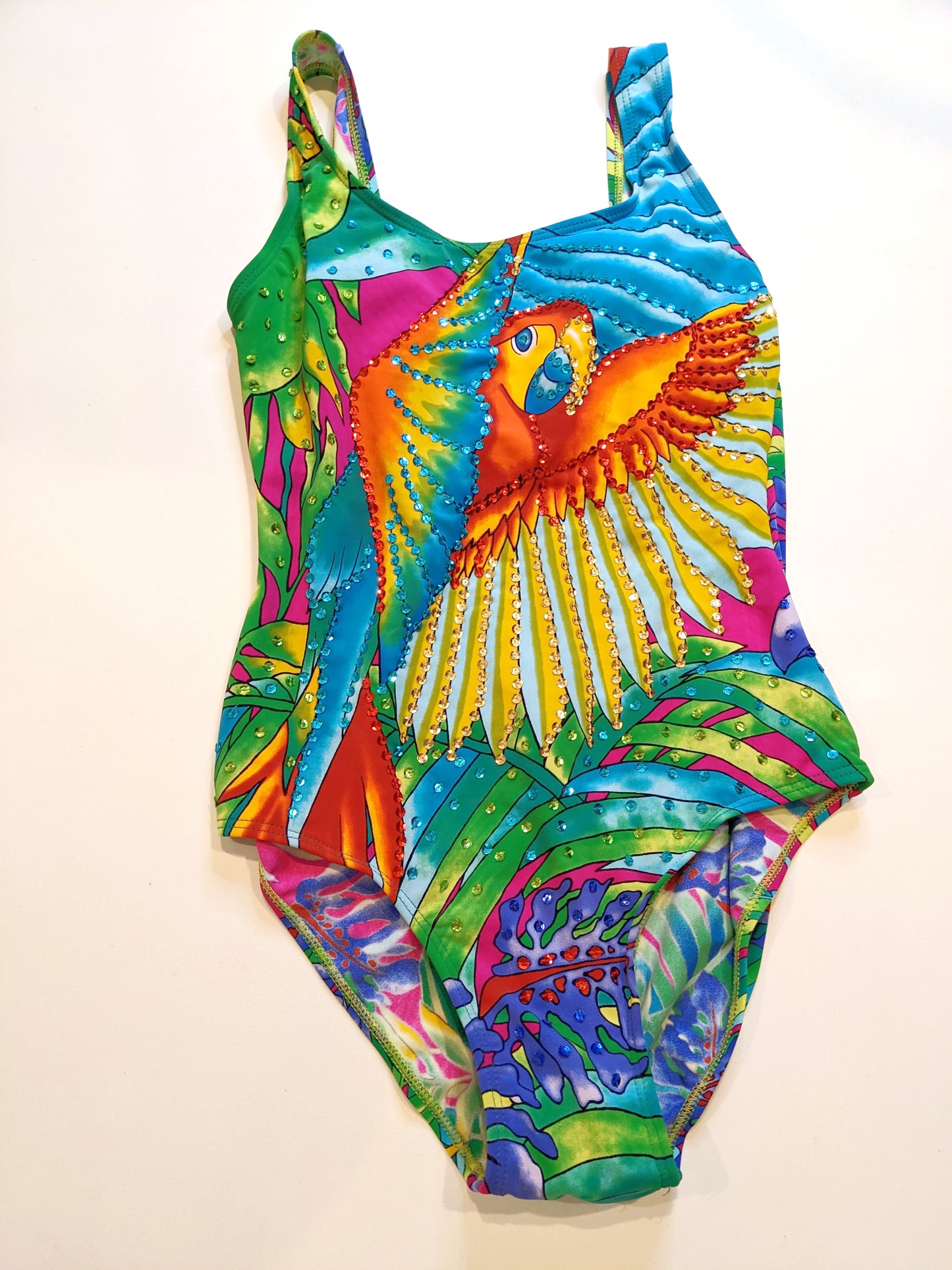 90s Rainbow sequin Parrot Swimsuit