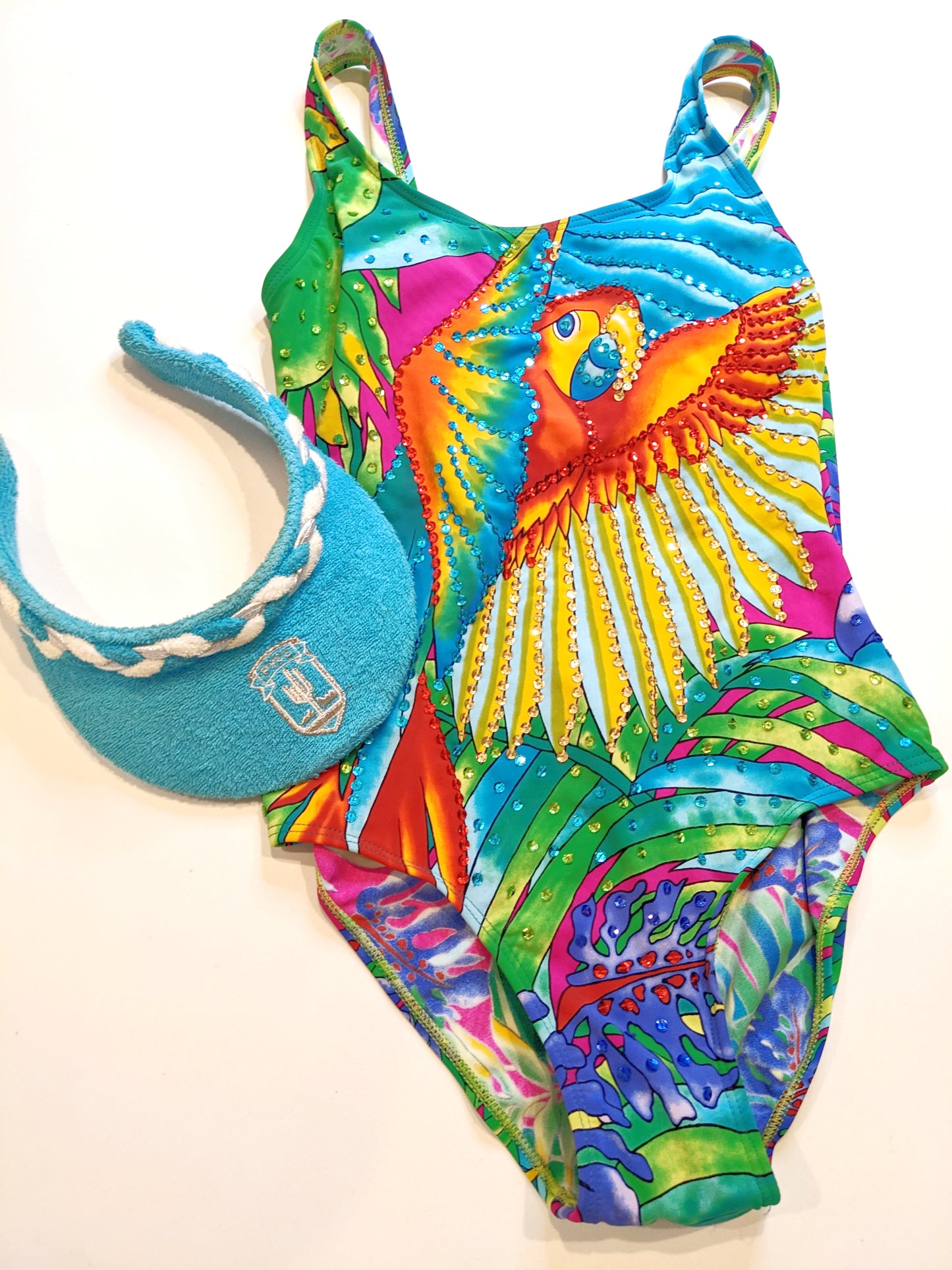 90s Rainbow sequin Parrot Swimsuit