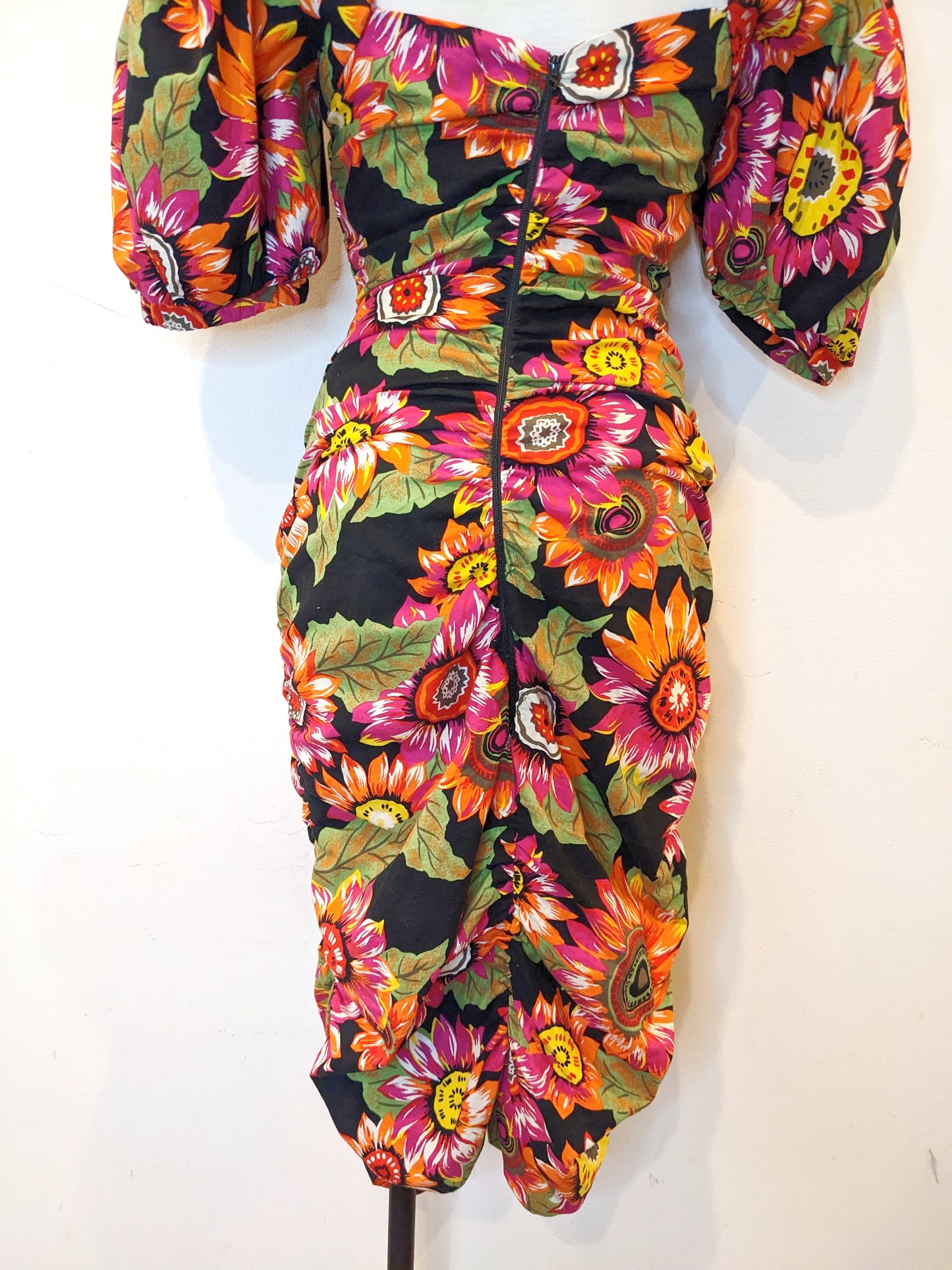 90s Floral Statement Shoulder Dress