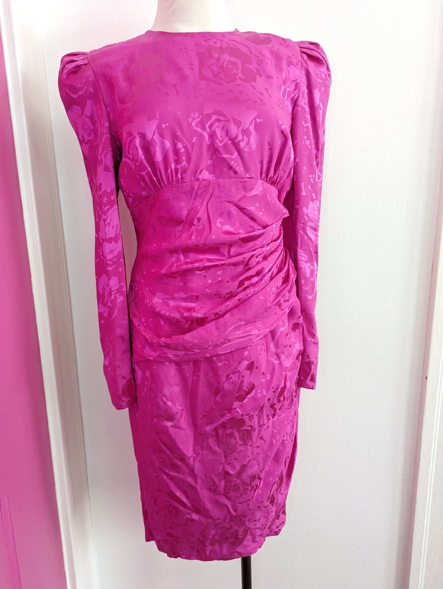 90s Carolina Herrera Pink Silk Dress