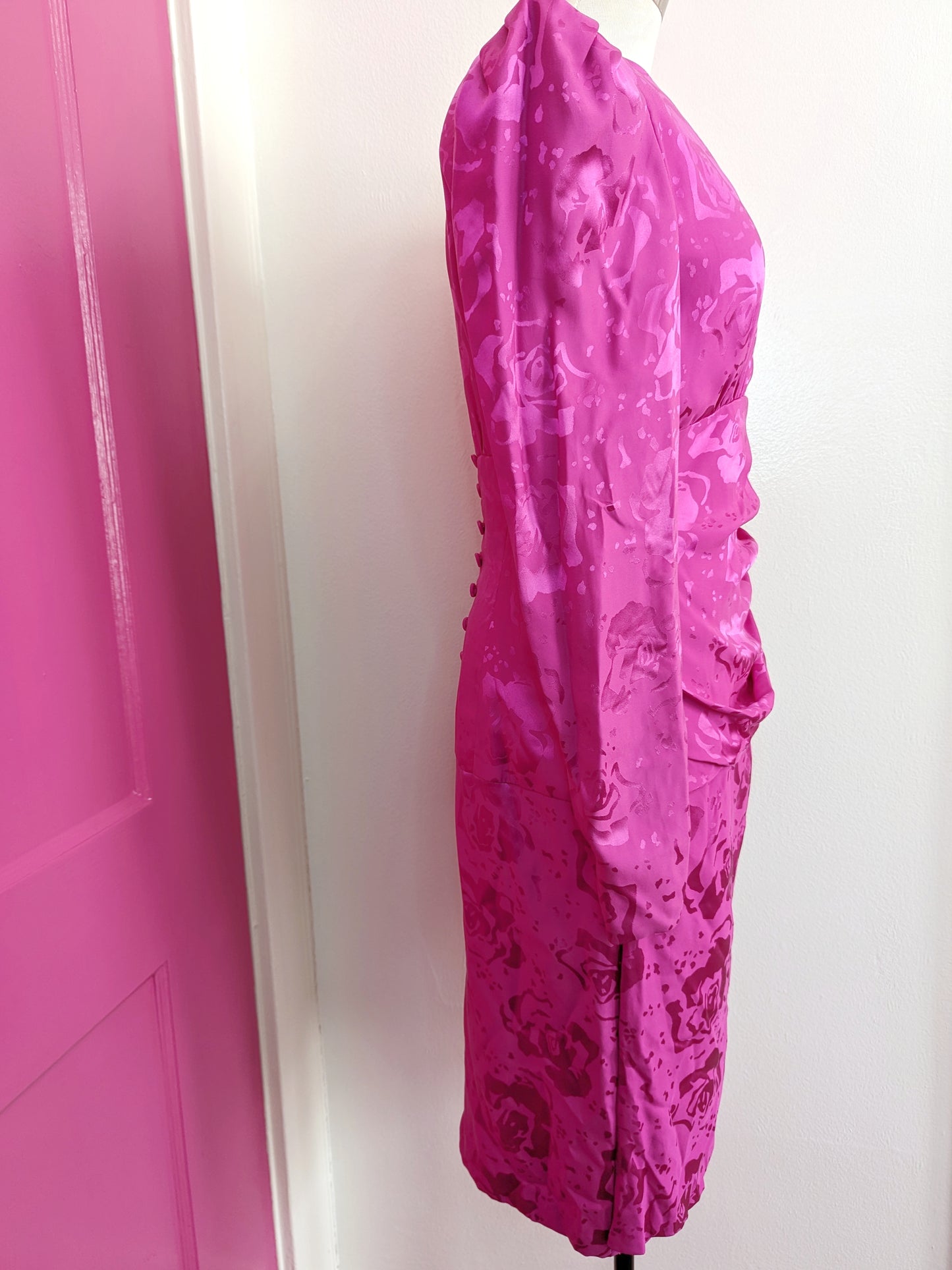 90s Carolina Herrera Pink Silk Dress