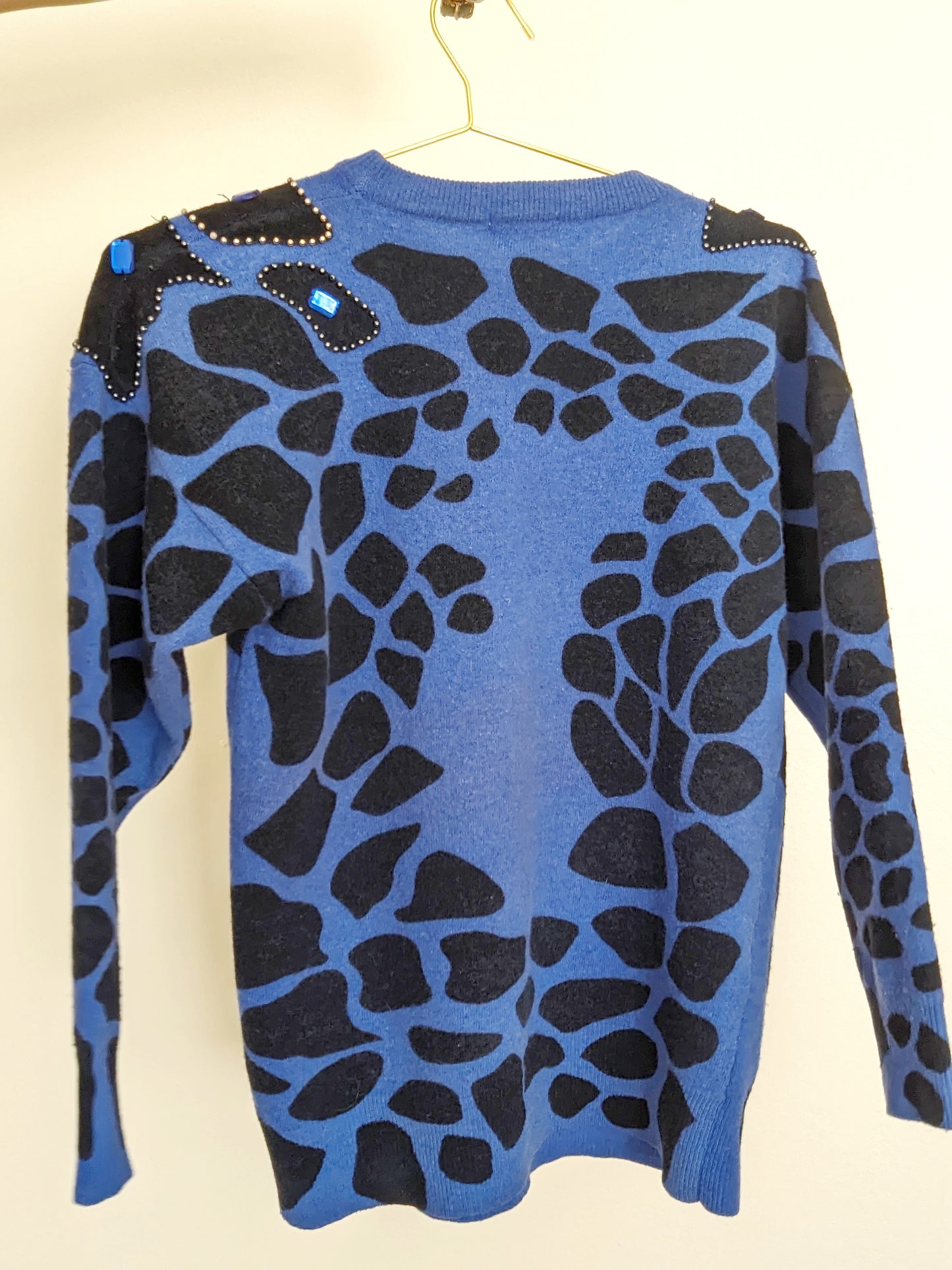 80s Periwinkle Leopard Spotted Sweater