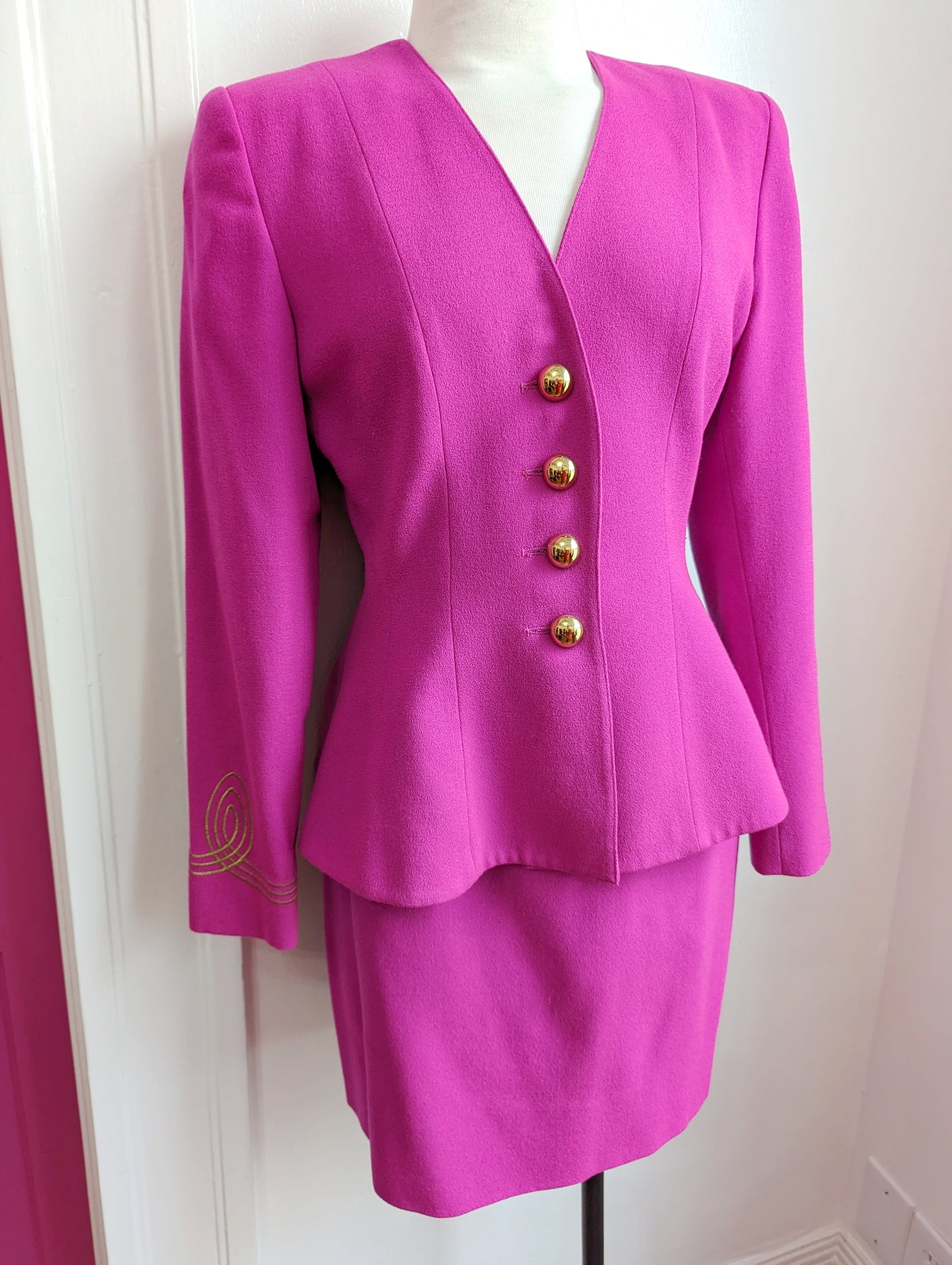 80s Hot Pink Matching Skirt Suit