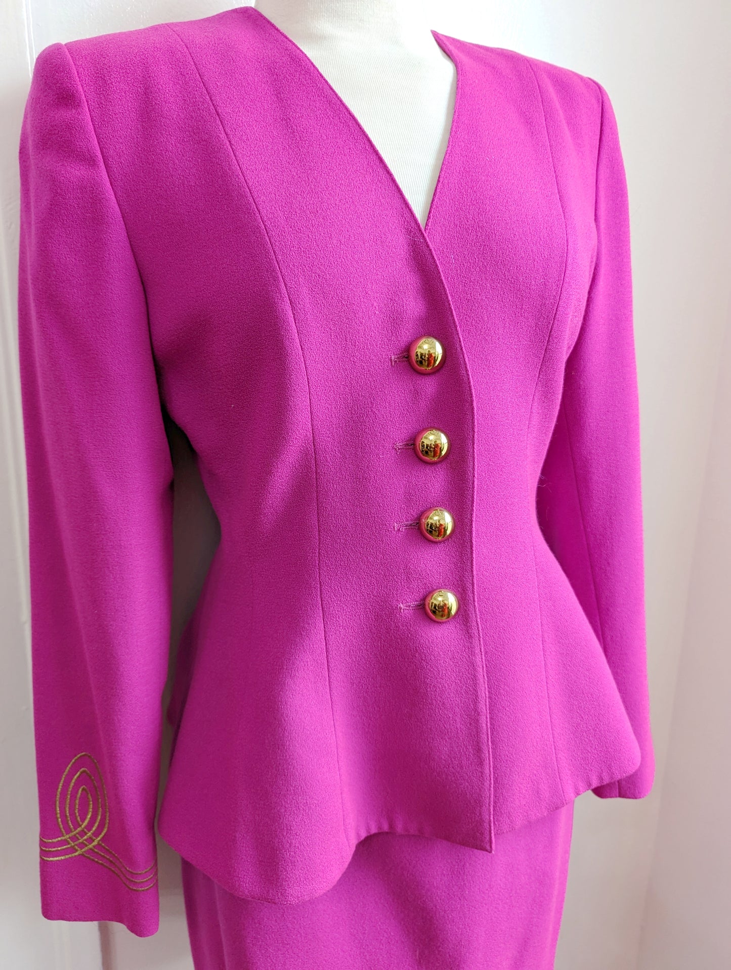 80s Hot Pink Matching Skirt Suit