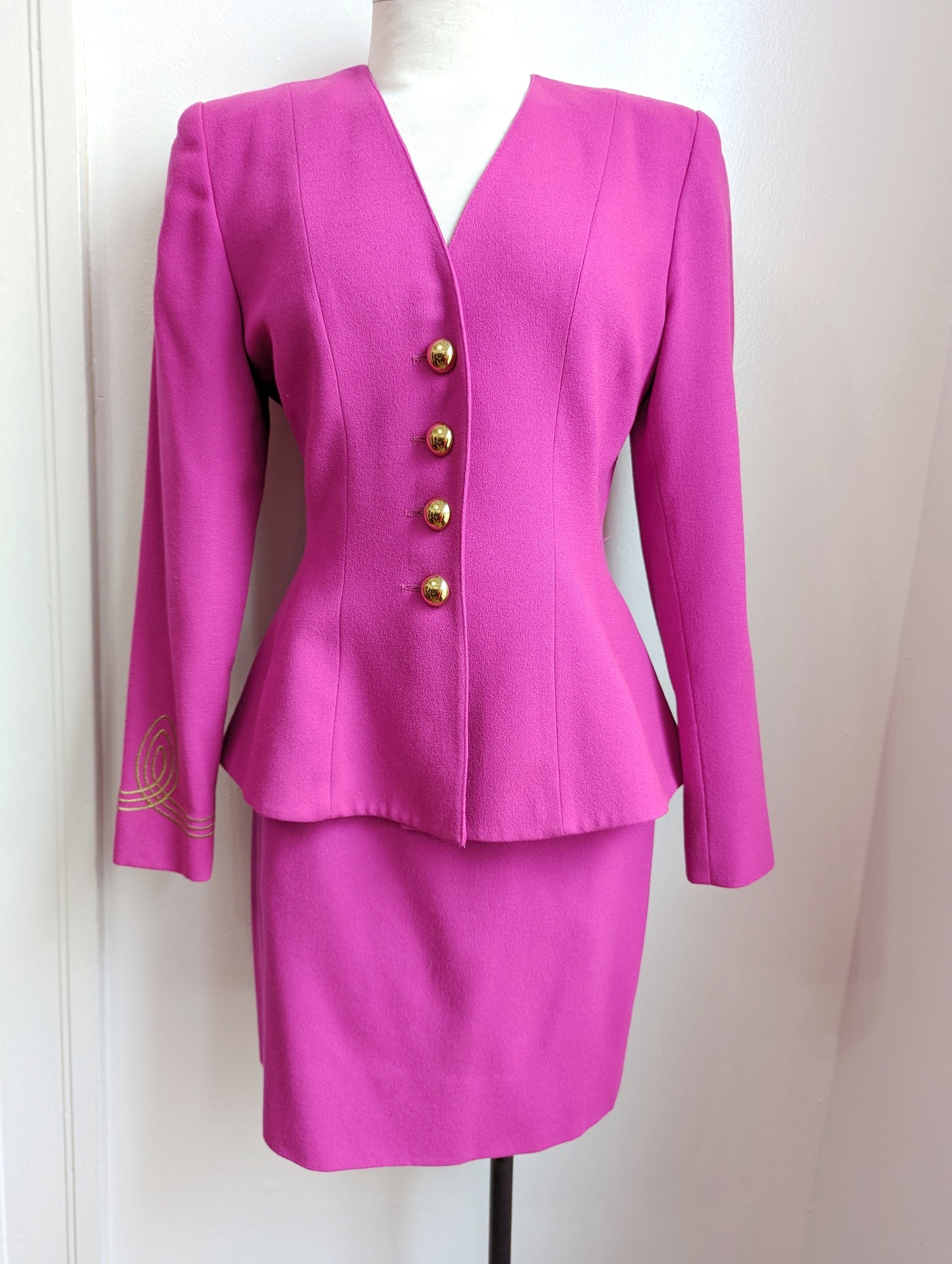 80s Hot Pink Matching Skirt Suit