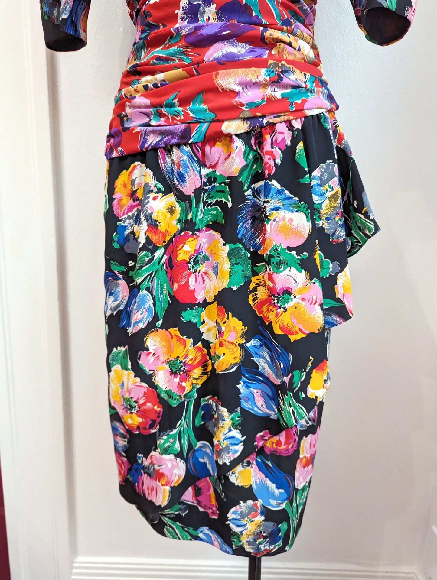 90s A.J. Bari Floral Garden Party Dress