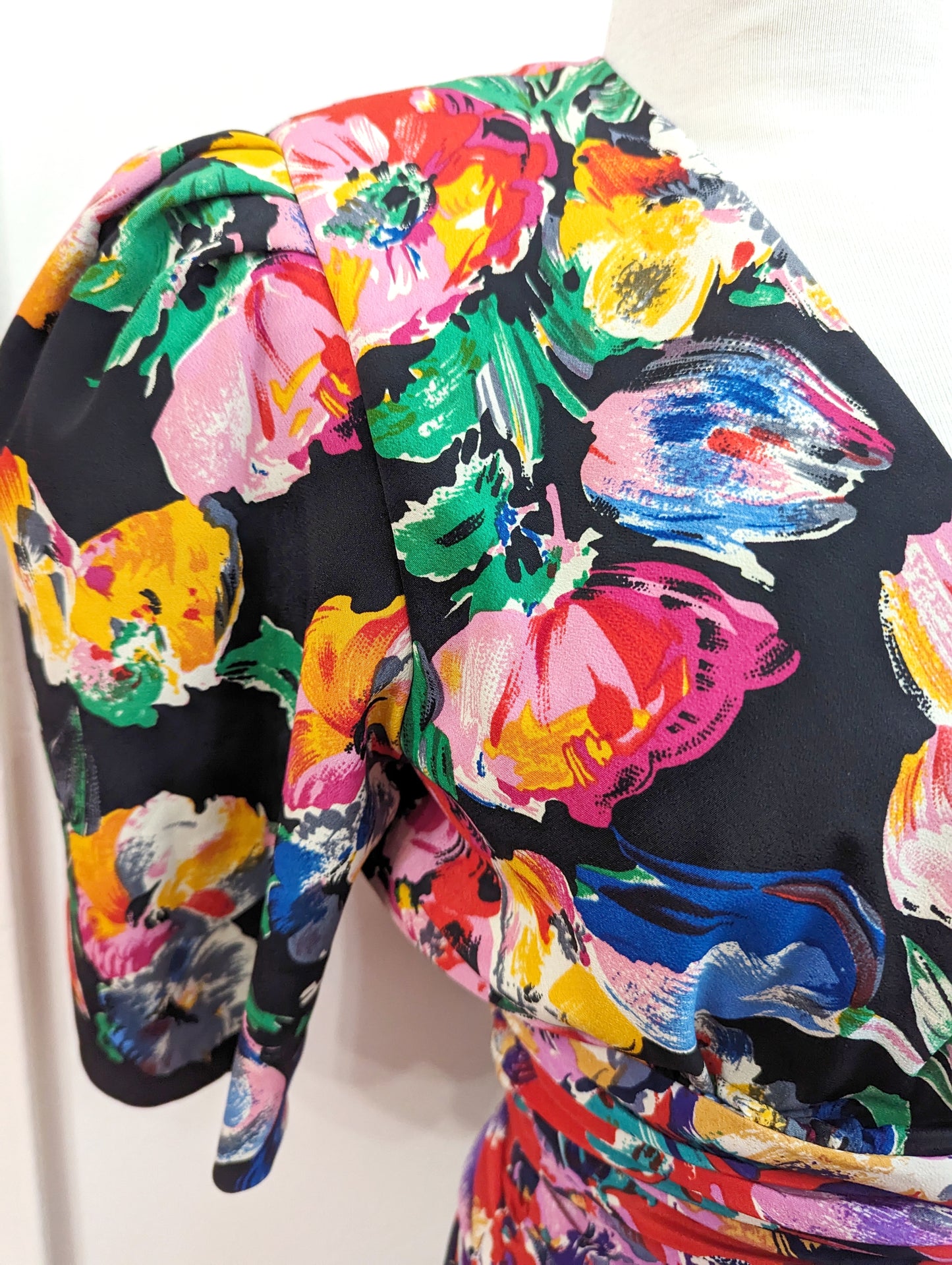 90s A.J. Bari Floral Garden Party Dress