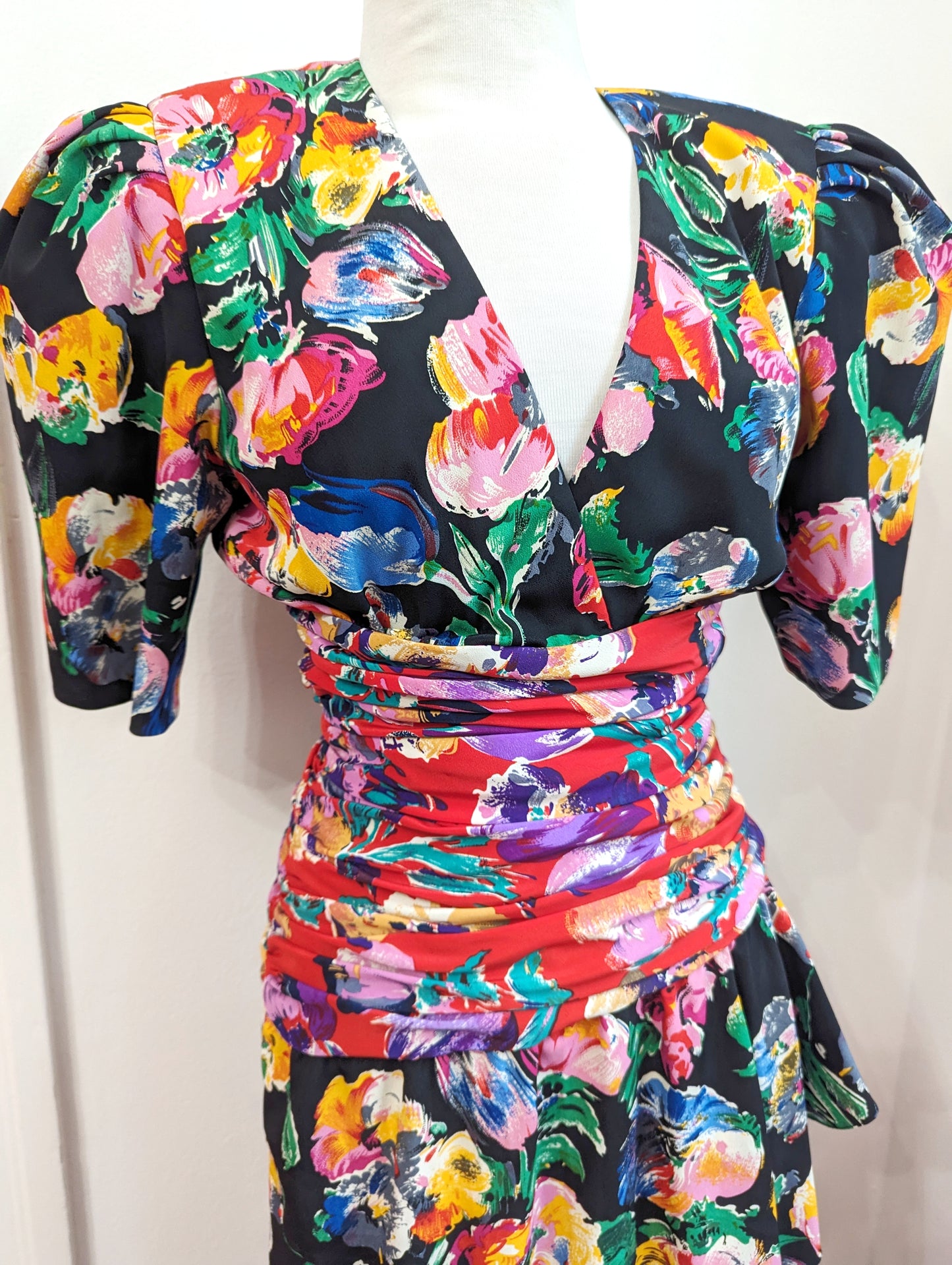 90s A.J. Bari Floral Garden Party Dress
