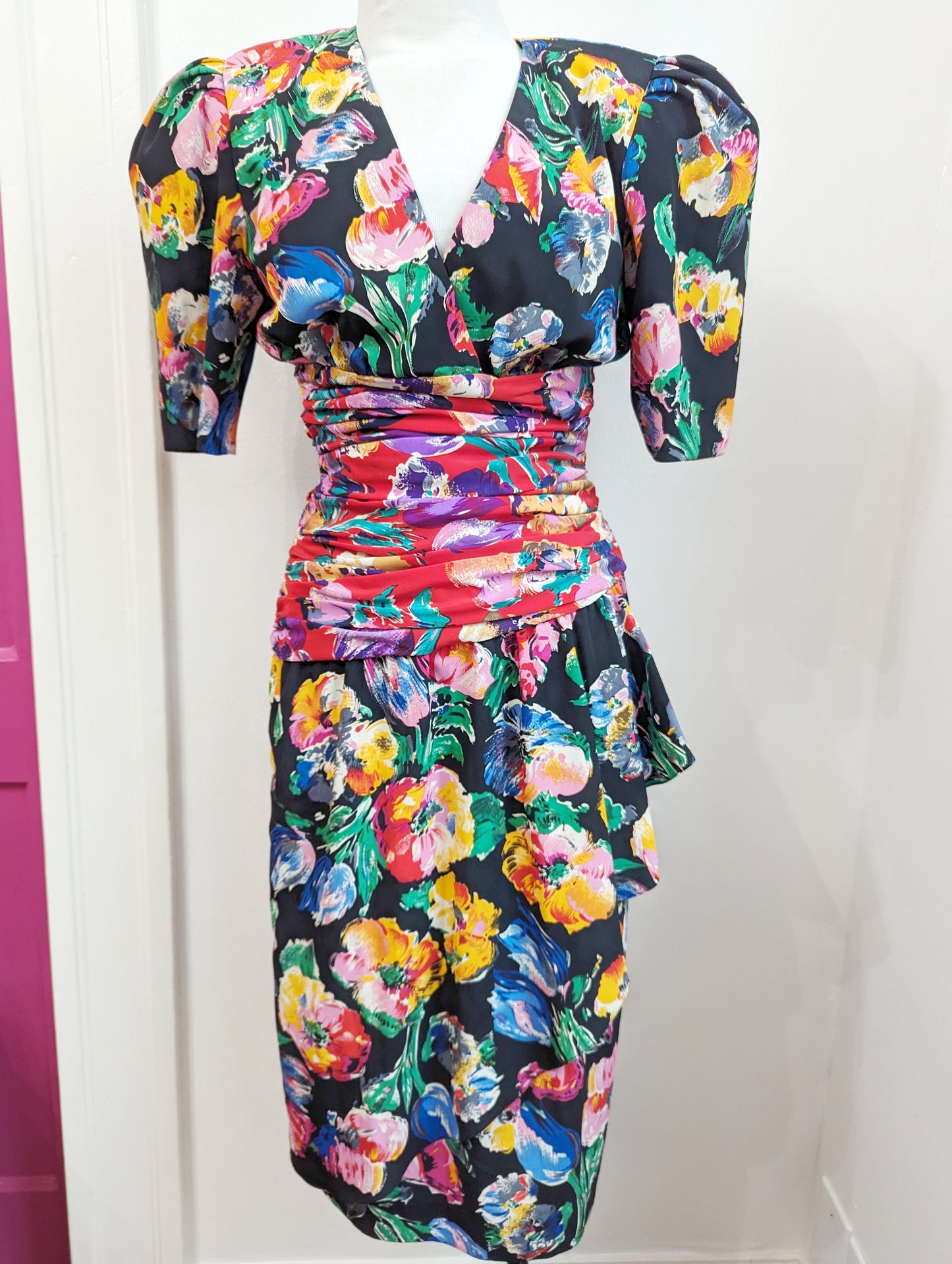 90s A.J. Bari Floral Garden Party Dress