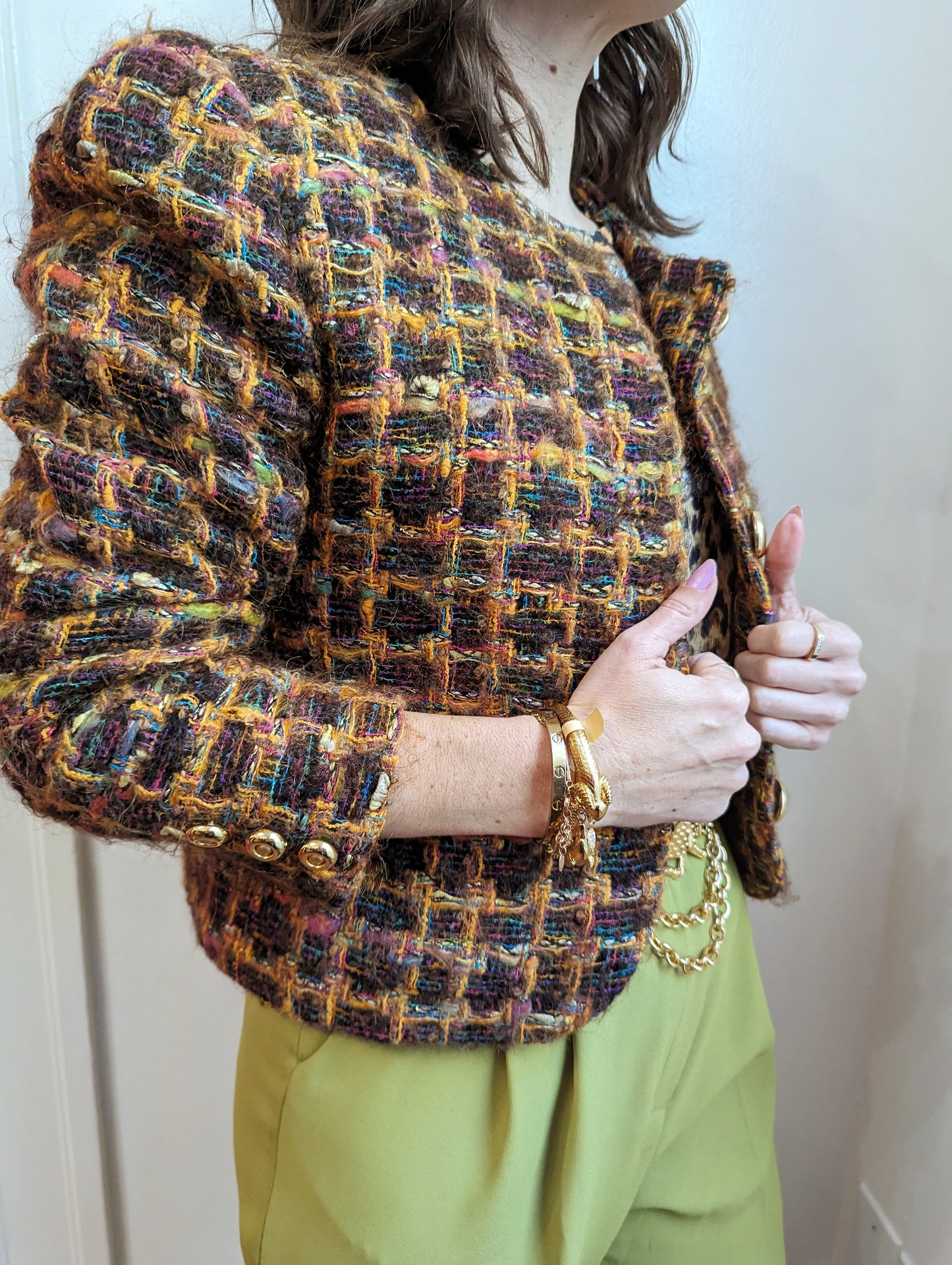 90s Textured Colorful Tweed Blazer