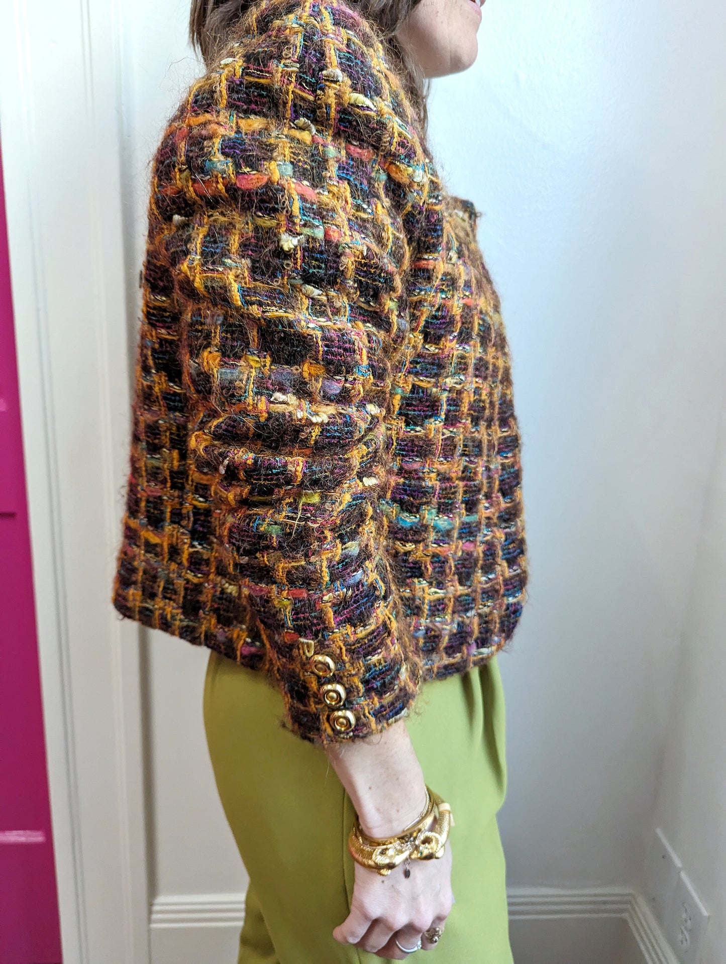 90s Textured Colorful Tweed Blazer