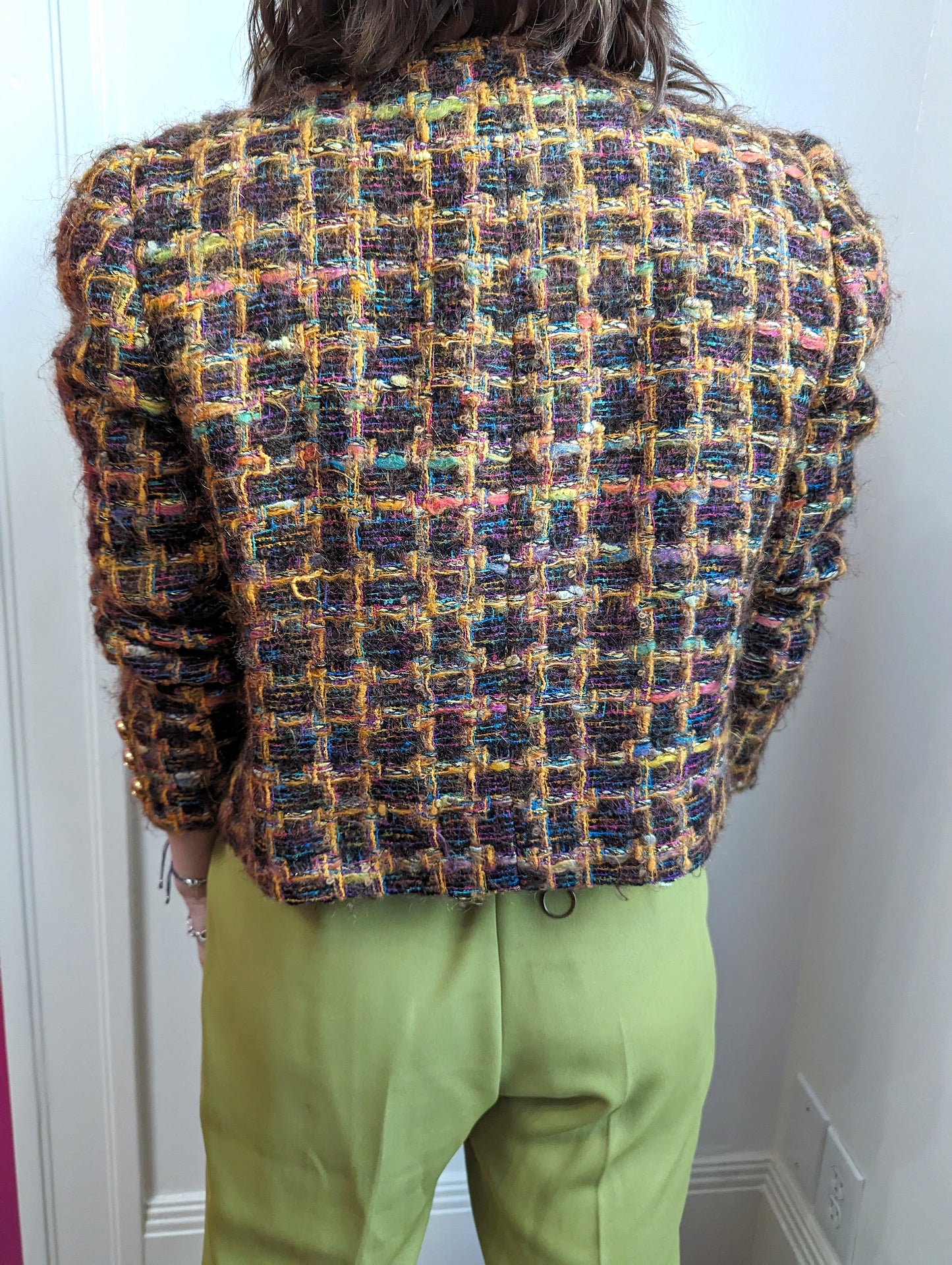90s Textured Colorful Tweed Blazer