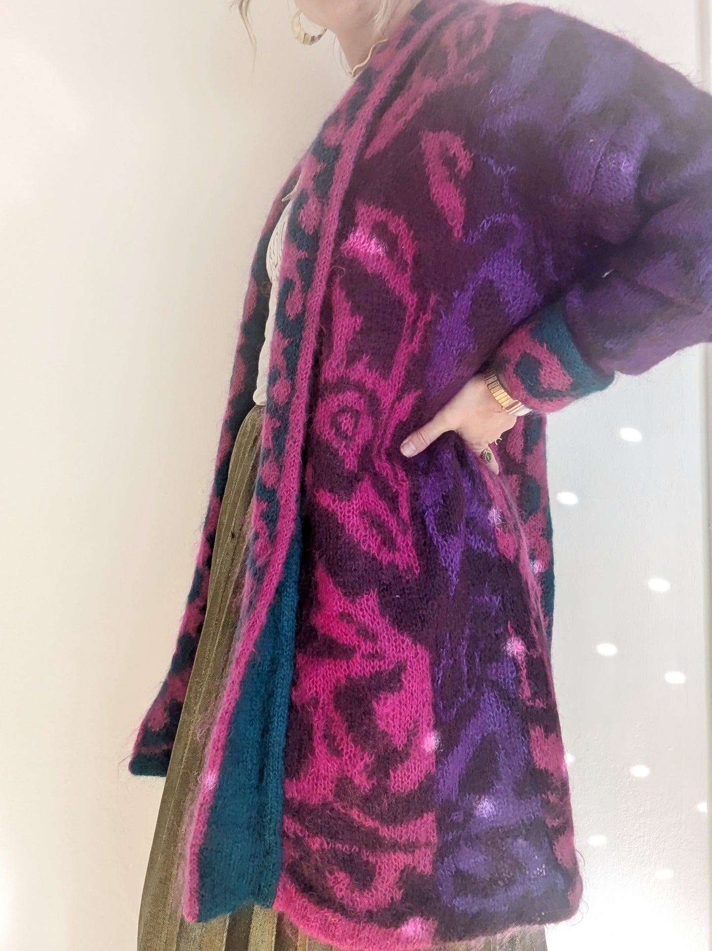 90s Pink + Purple Mohair Caridgan