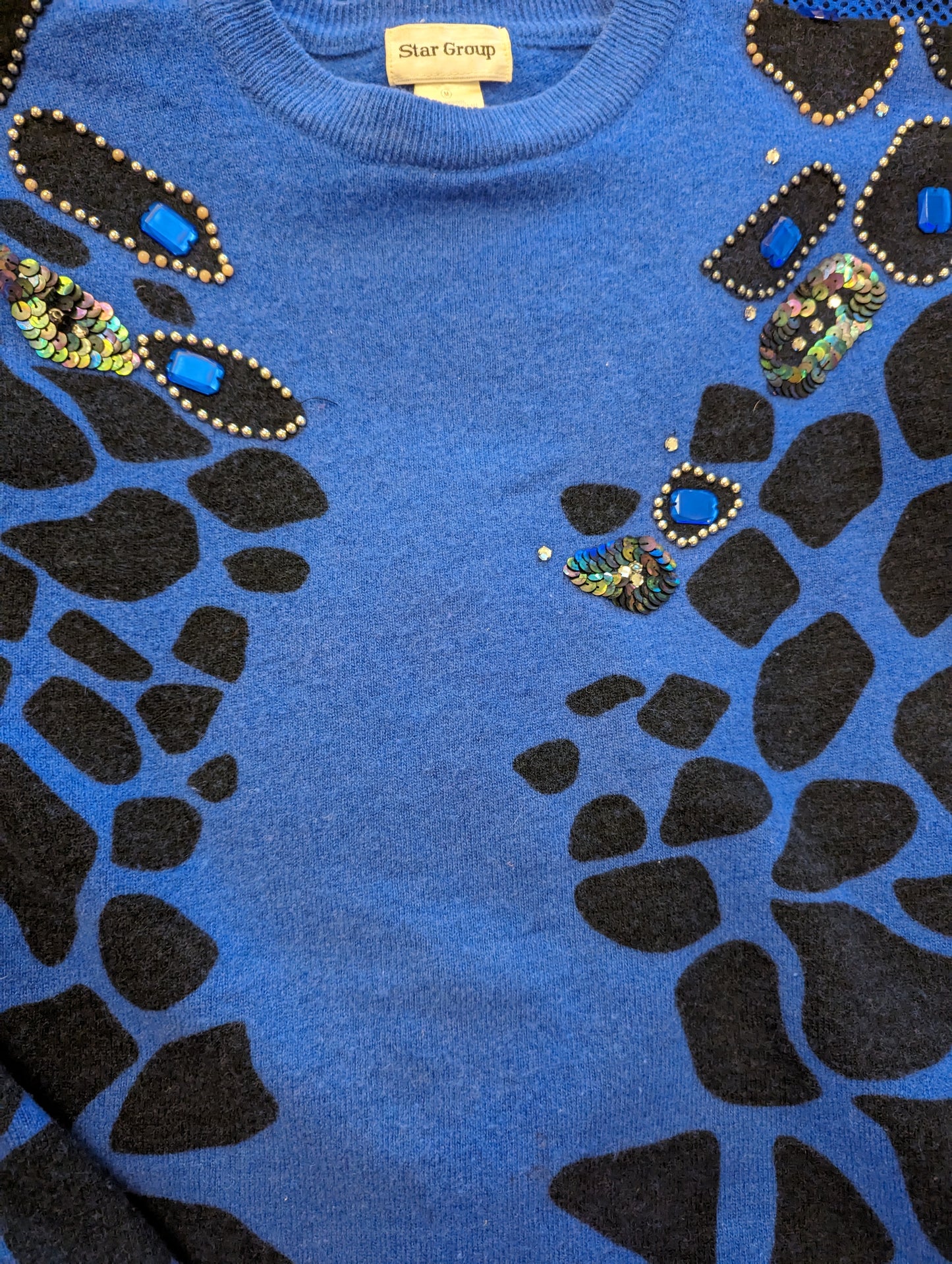 80s Periwinkle Leopard Spotted Sweater