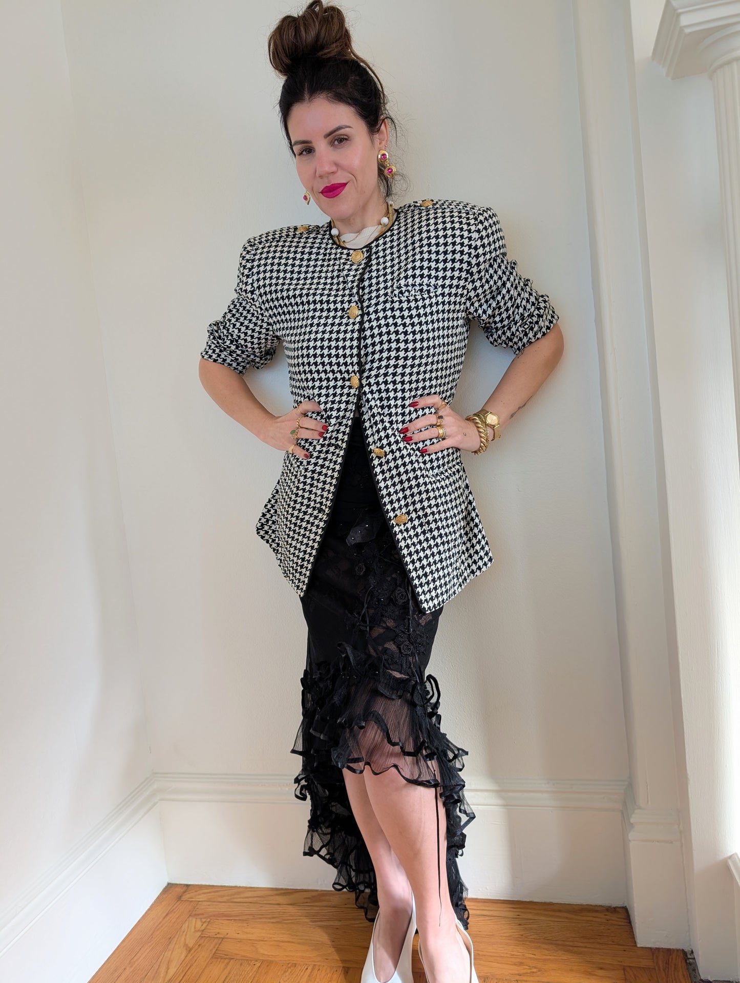 Oleg Cassini Gingham Blazer