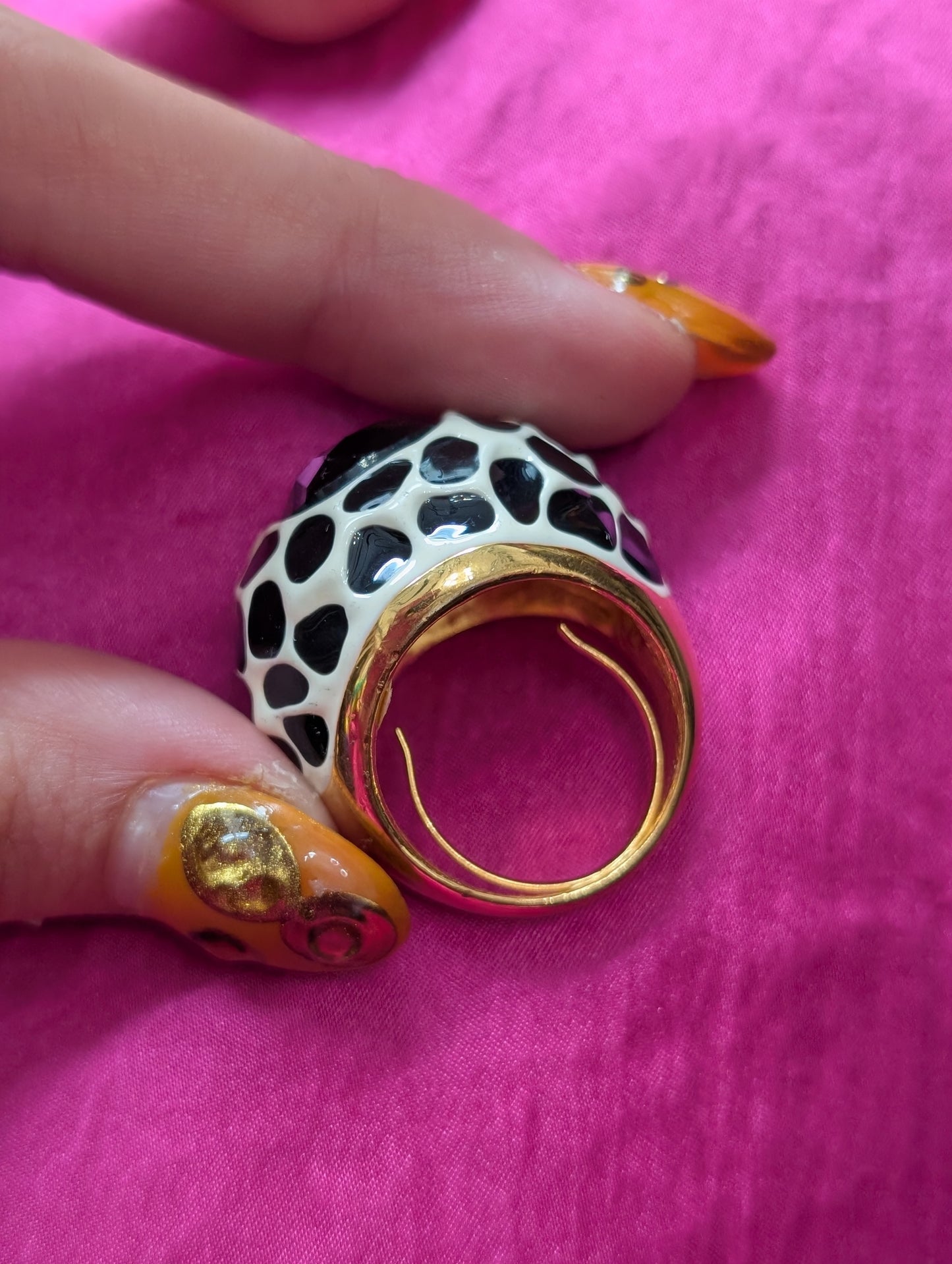 80s Black & White KJL Ring