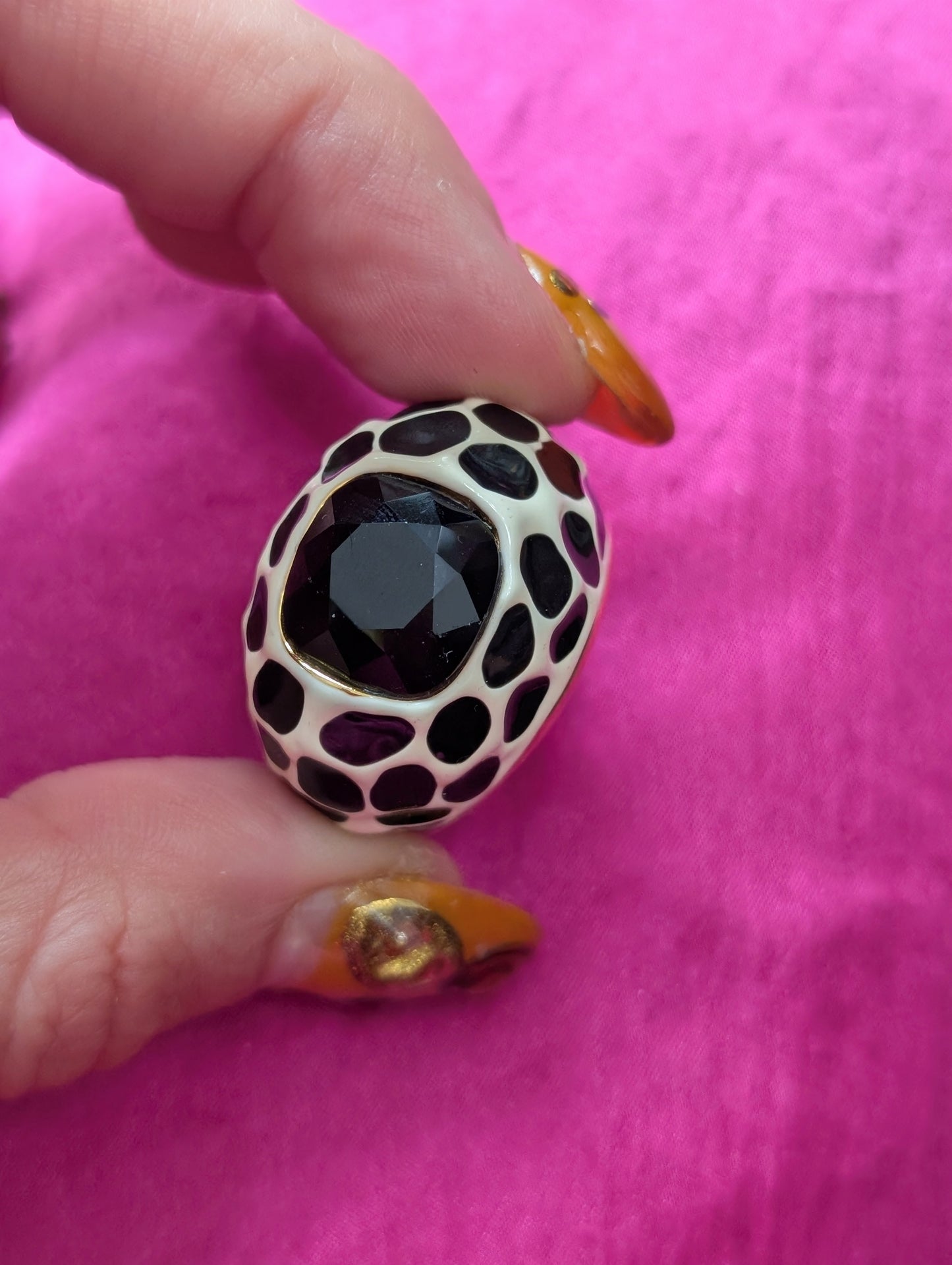 80s Black & White KJL Ring