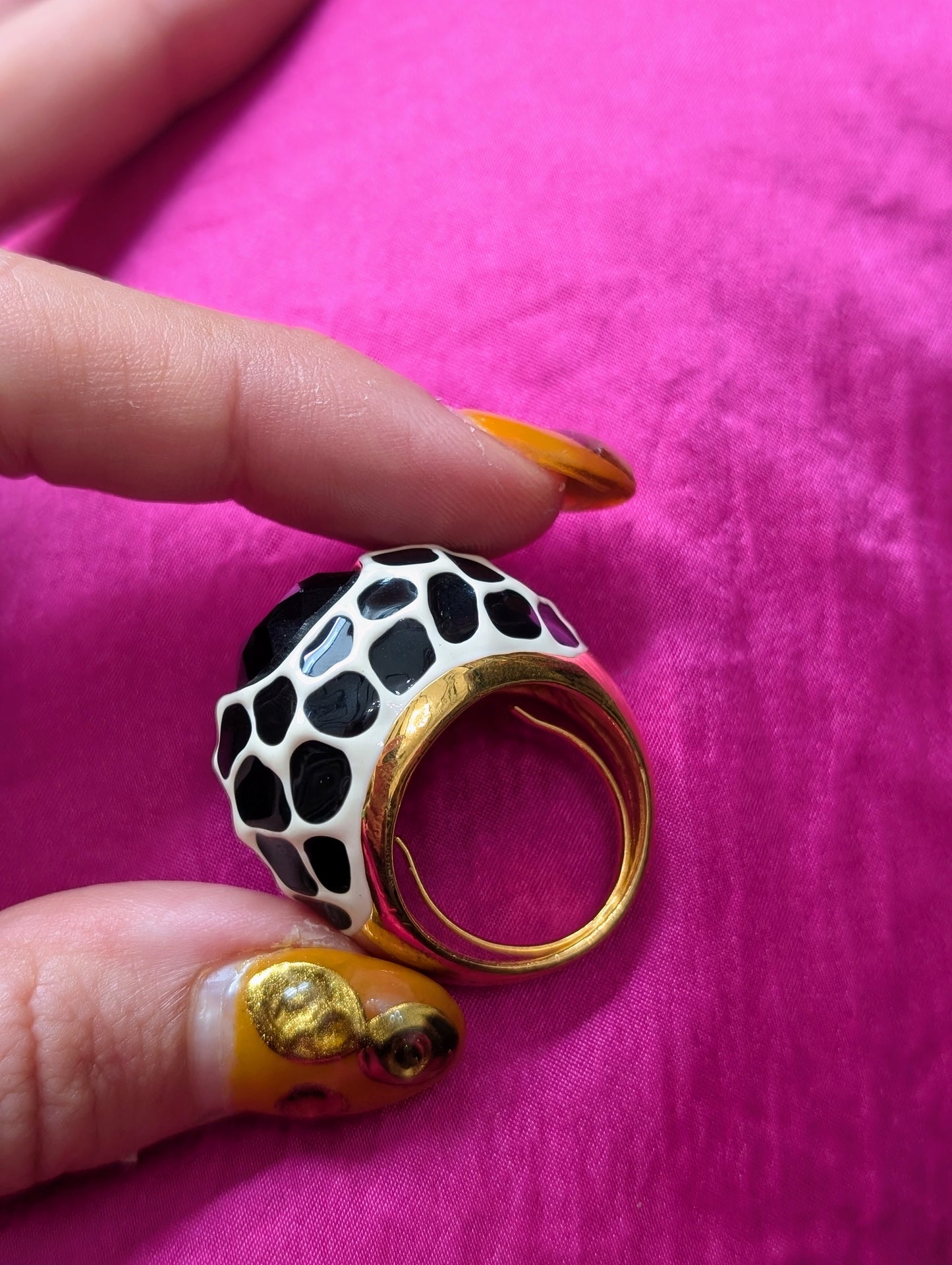 80s Black & White KJL Ring