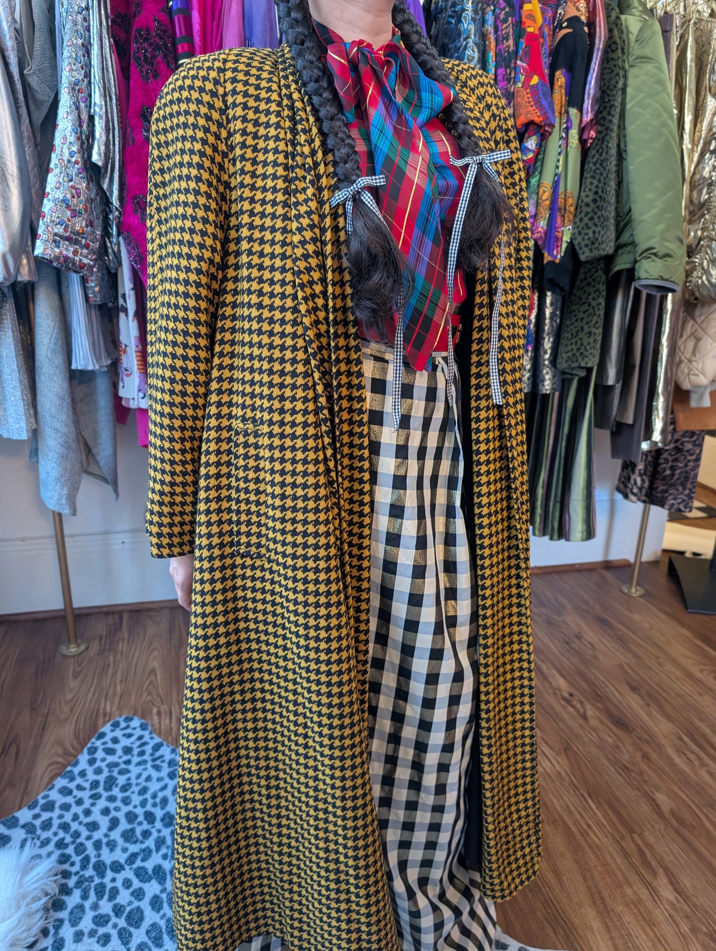 90s Houndstooth Swing Coat