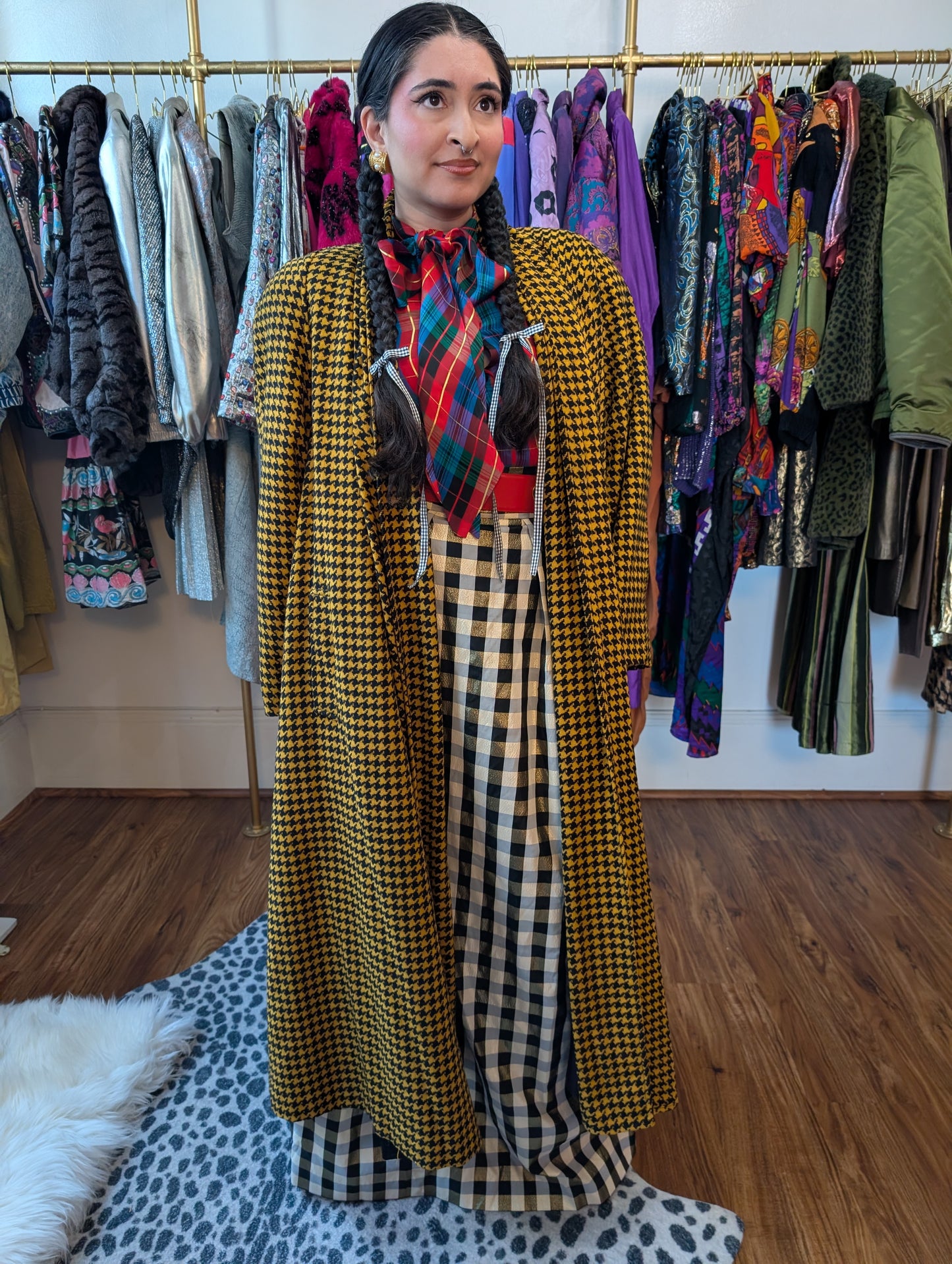 90s Houndstooth Swing Coat