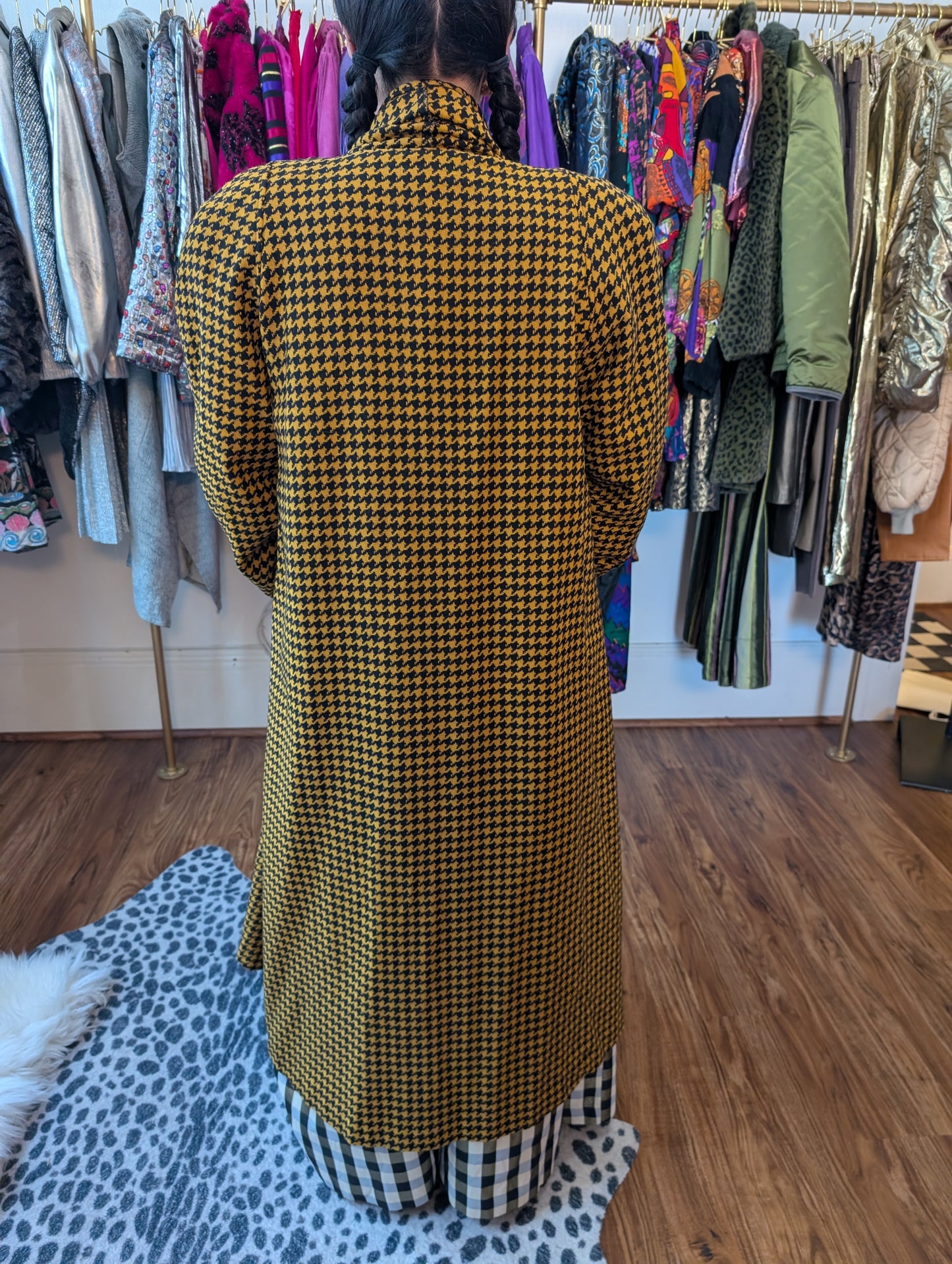 90s Houndstooth Swing Coat