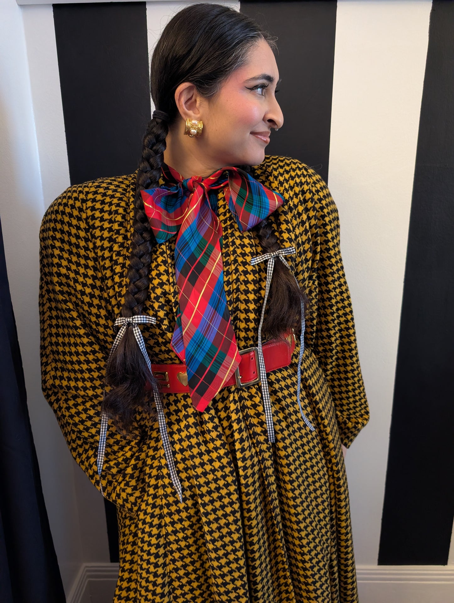 90s Houndstooth Swing Coat
