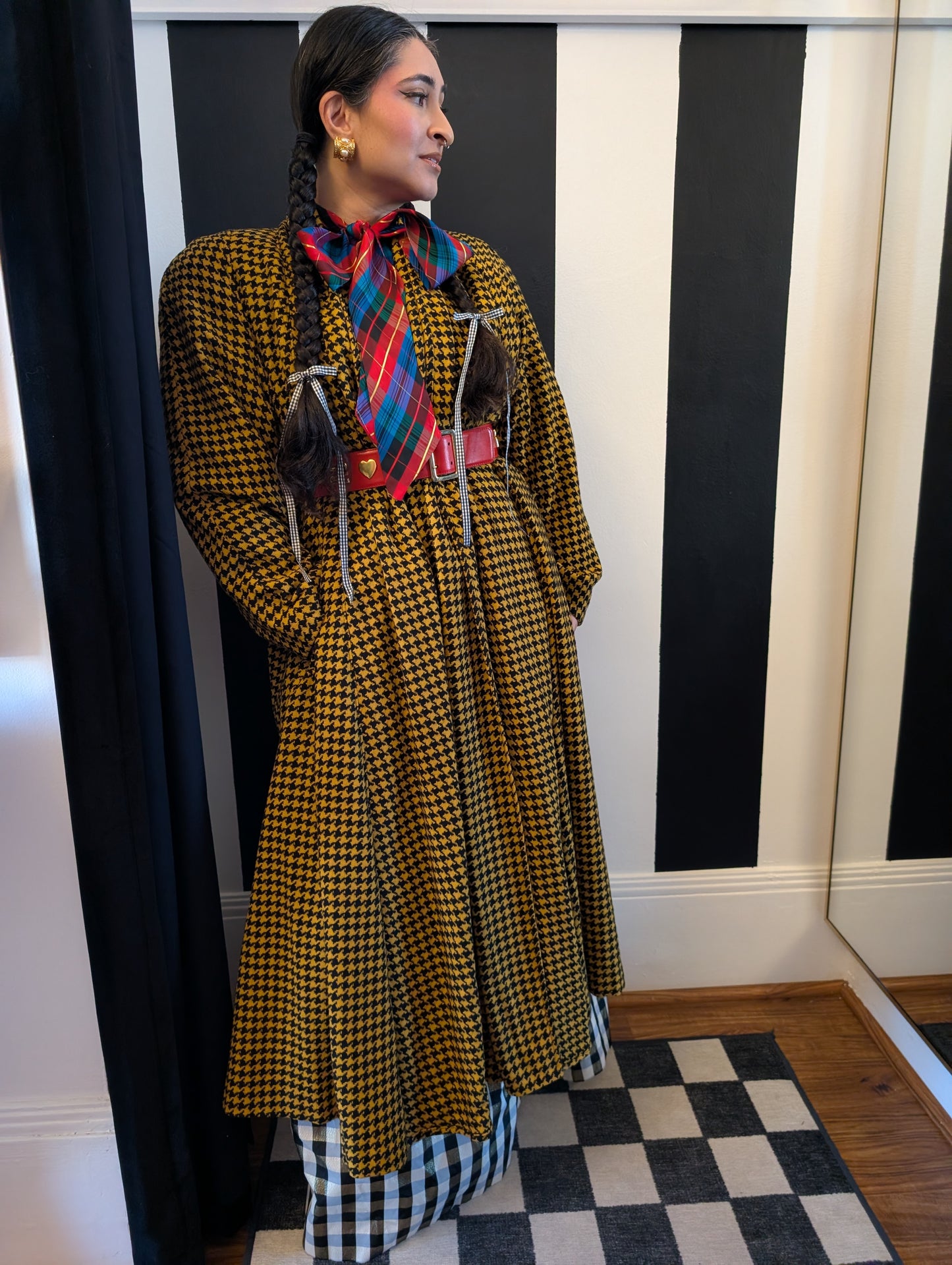 90s Houndstooth Swing Coat