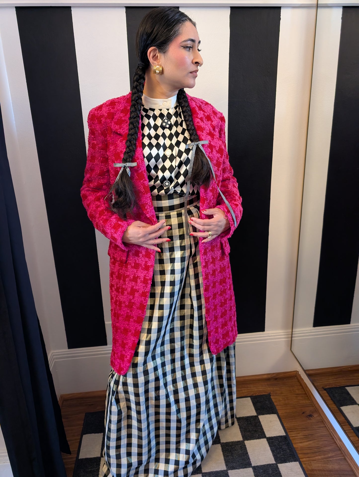 90s Tweed Plaid Tailored Jacket
