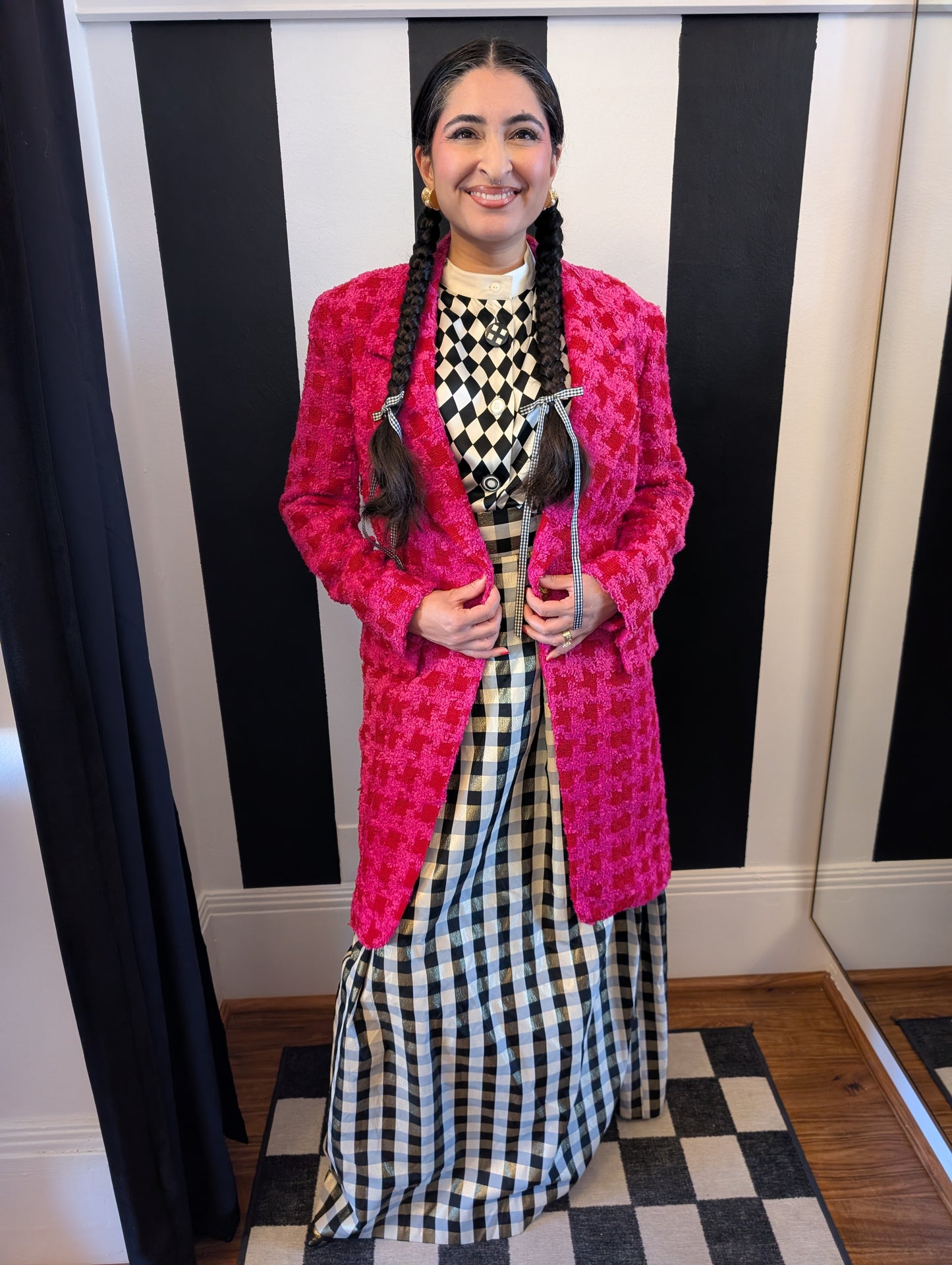 90s Tweed Plaid Tailored Jacket
