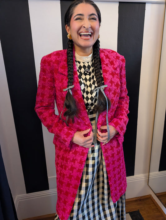 90s Tweed Plaid Tailored Jacket