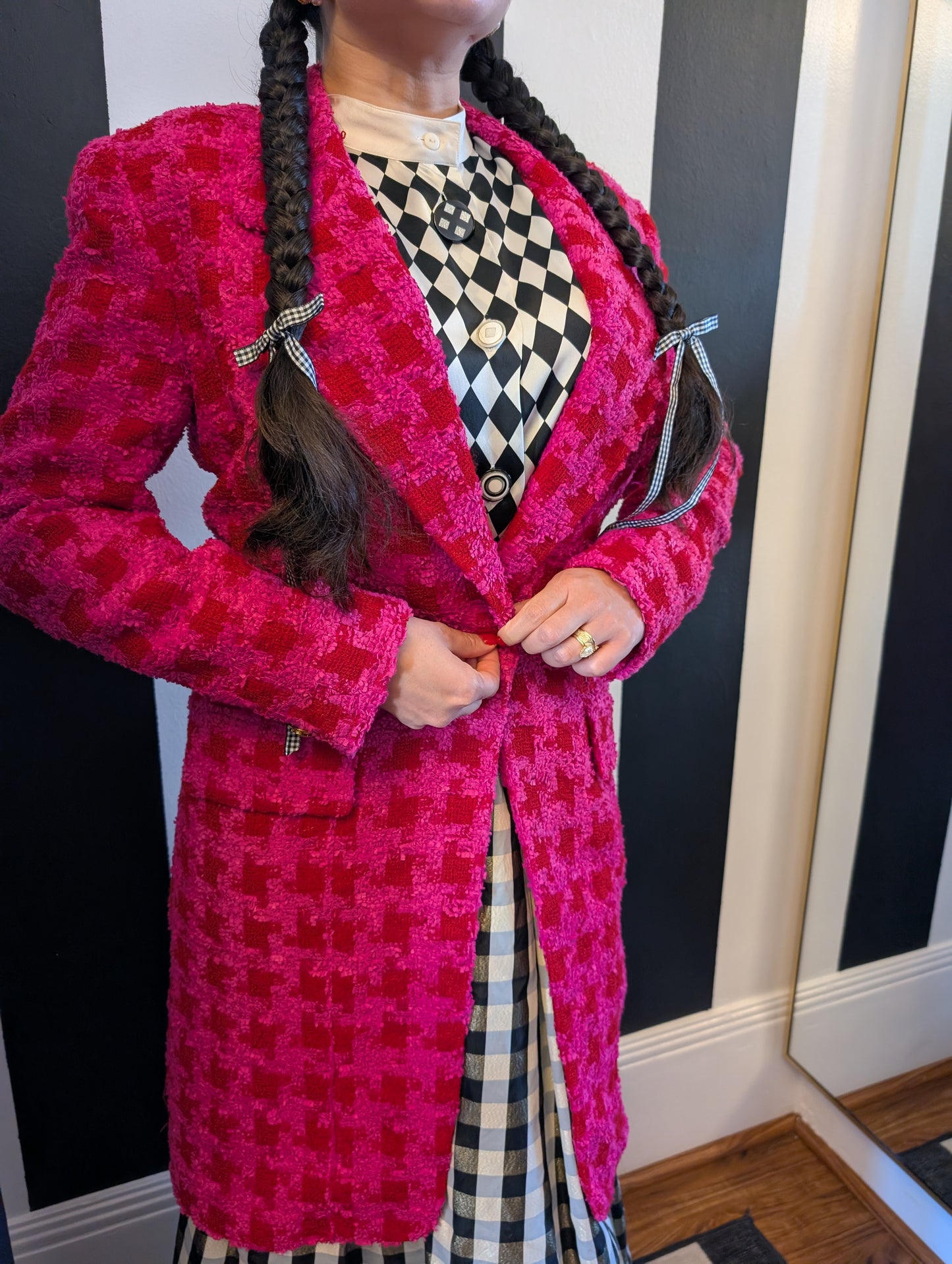 90s Tweed Plaid Tailored Jacket