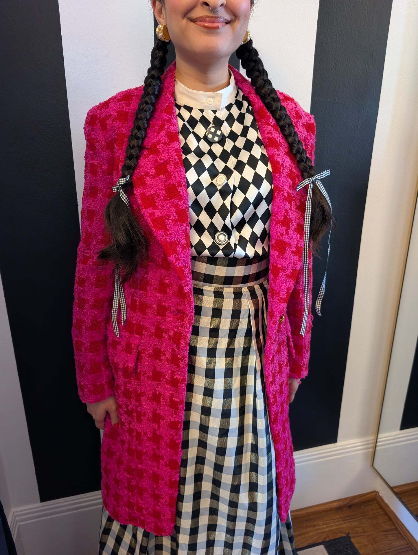 90s Tweed Plaid Tailored Jacket