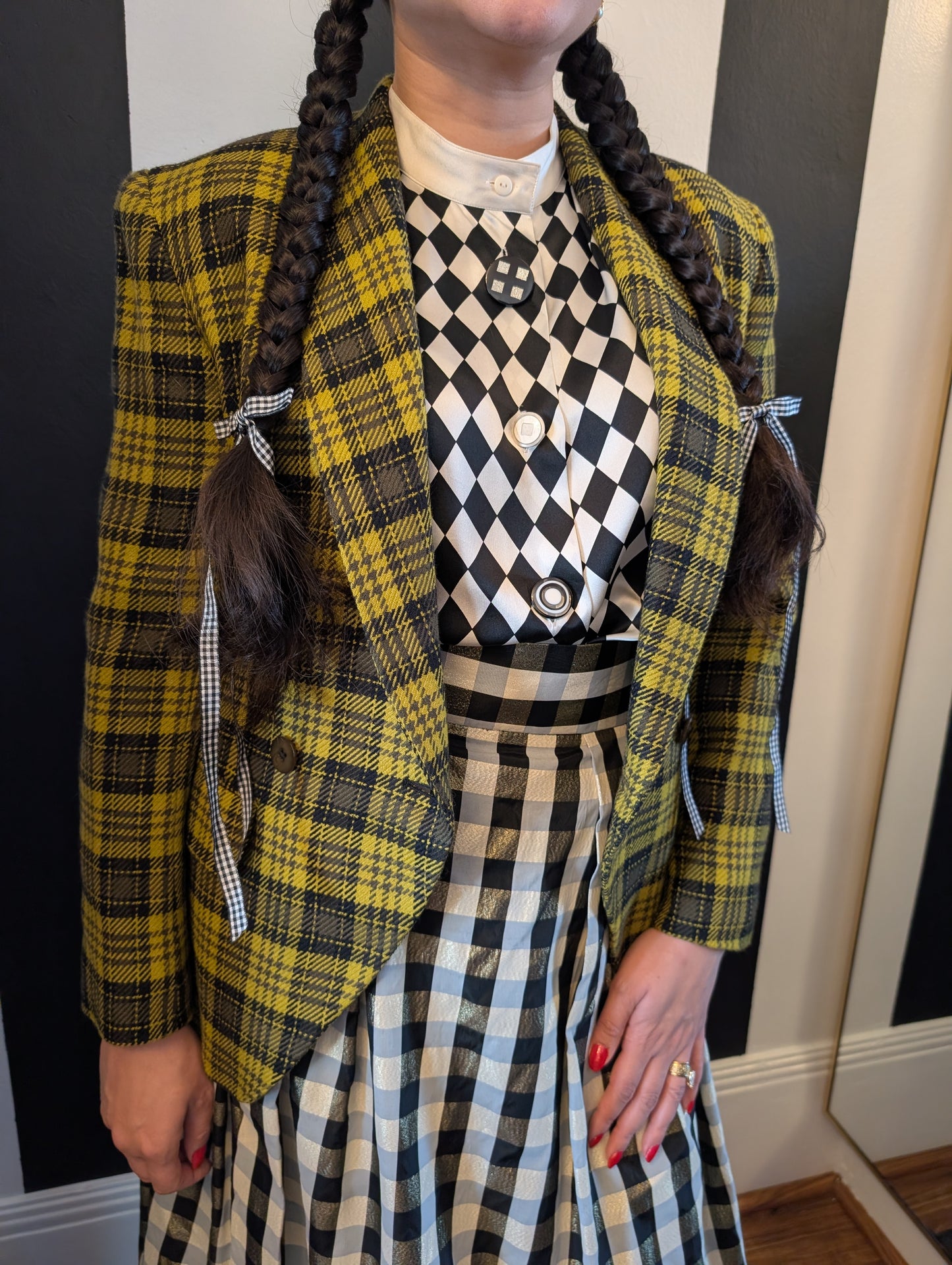 90s Yellow Plaid Wool Blazer
