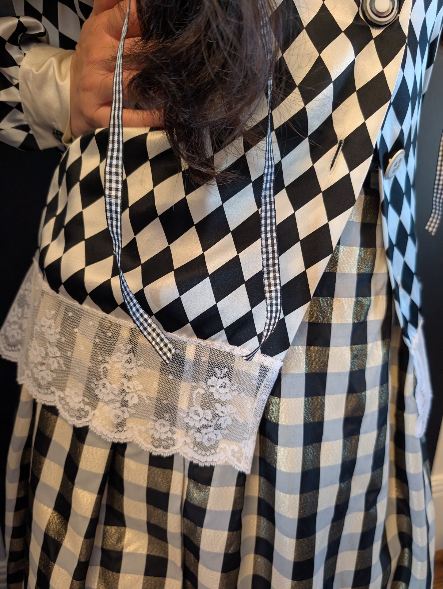 90s Checkered Silk Blouse