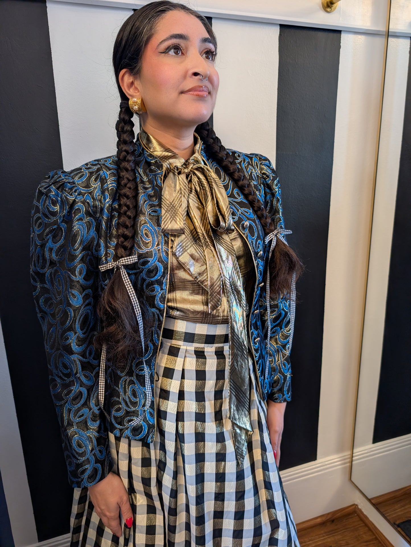 80s Guy Laroche Metallic Peplum Jacket
