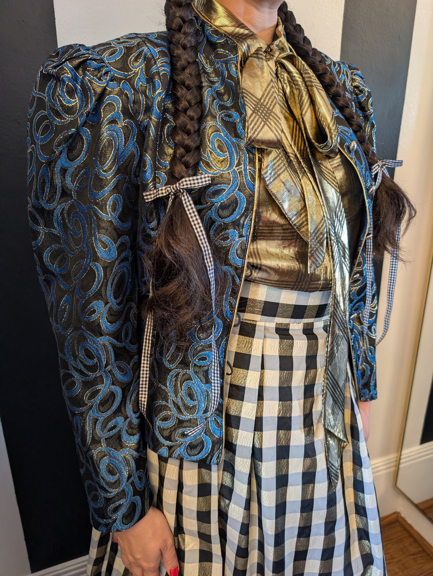 80s Guy Laroche Metallic Peplum Jacket