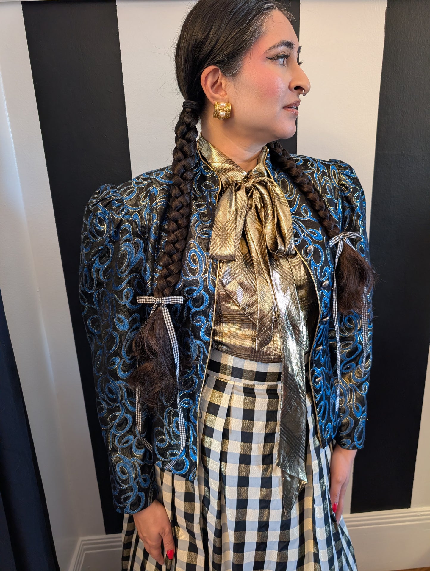 80s Guy Laroche Metallic Peplum Jacket