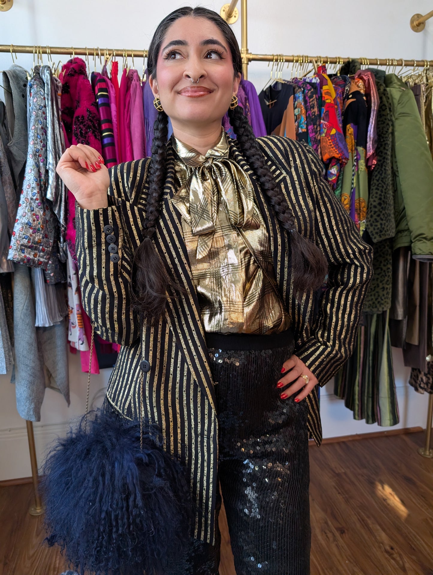 90s Metallic Striped Blazer