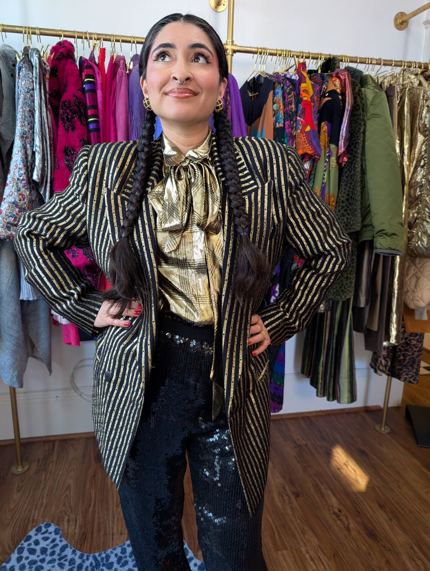 90s Metallic Striped Blazer