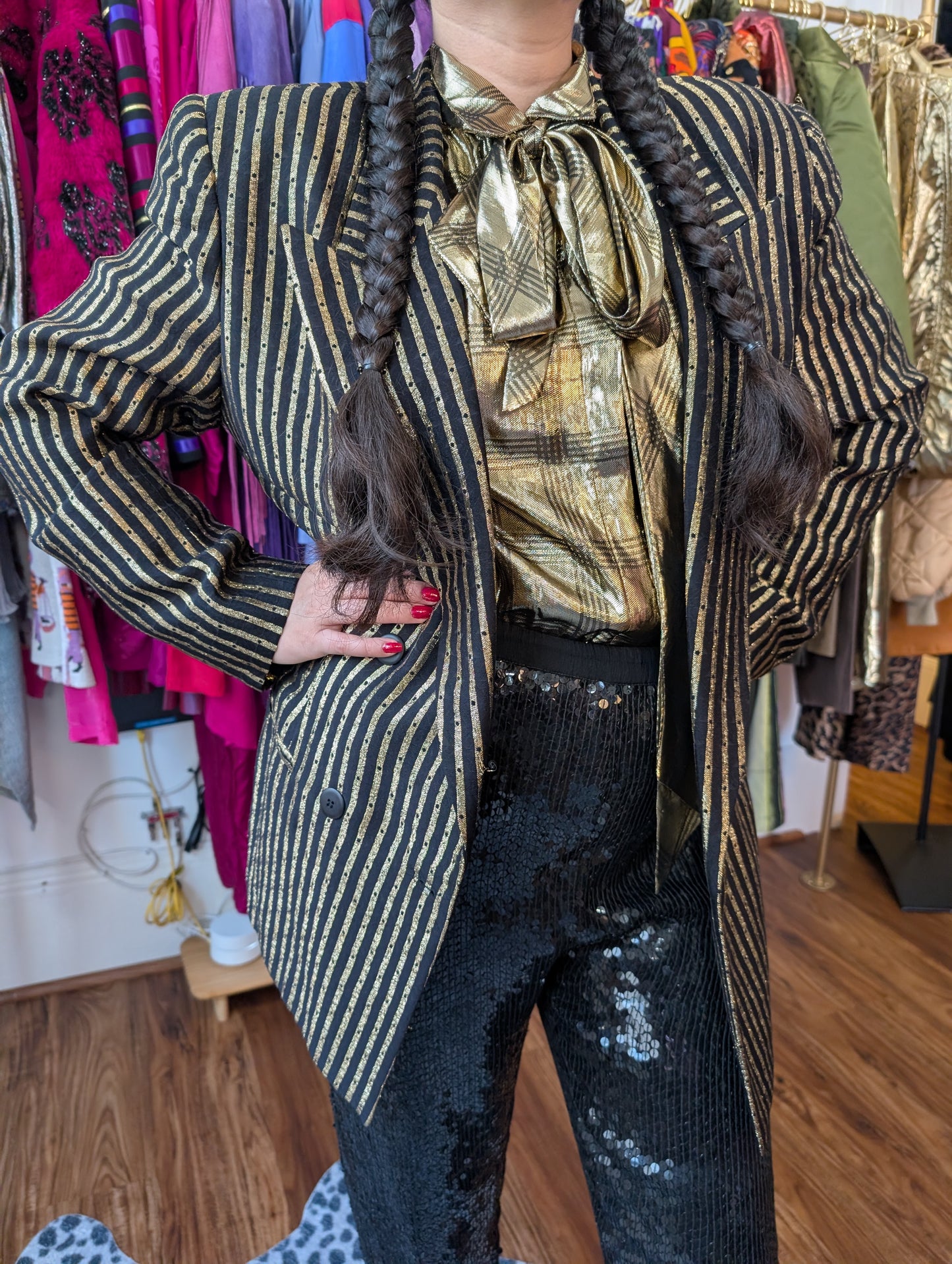 90s Metallic Striped Blazer