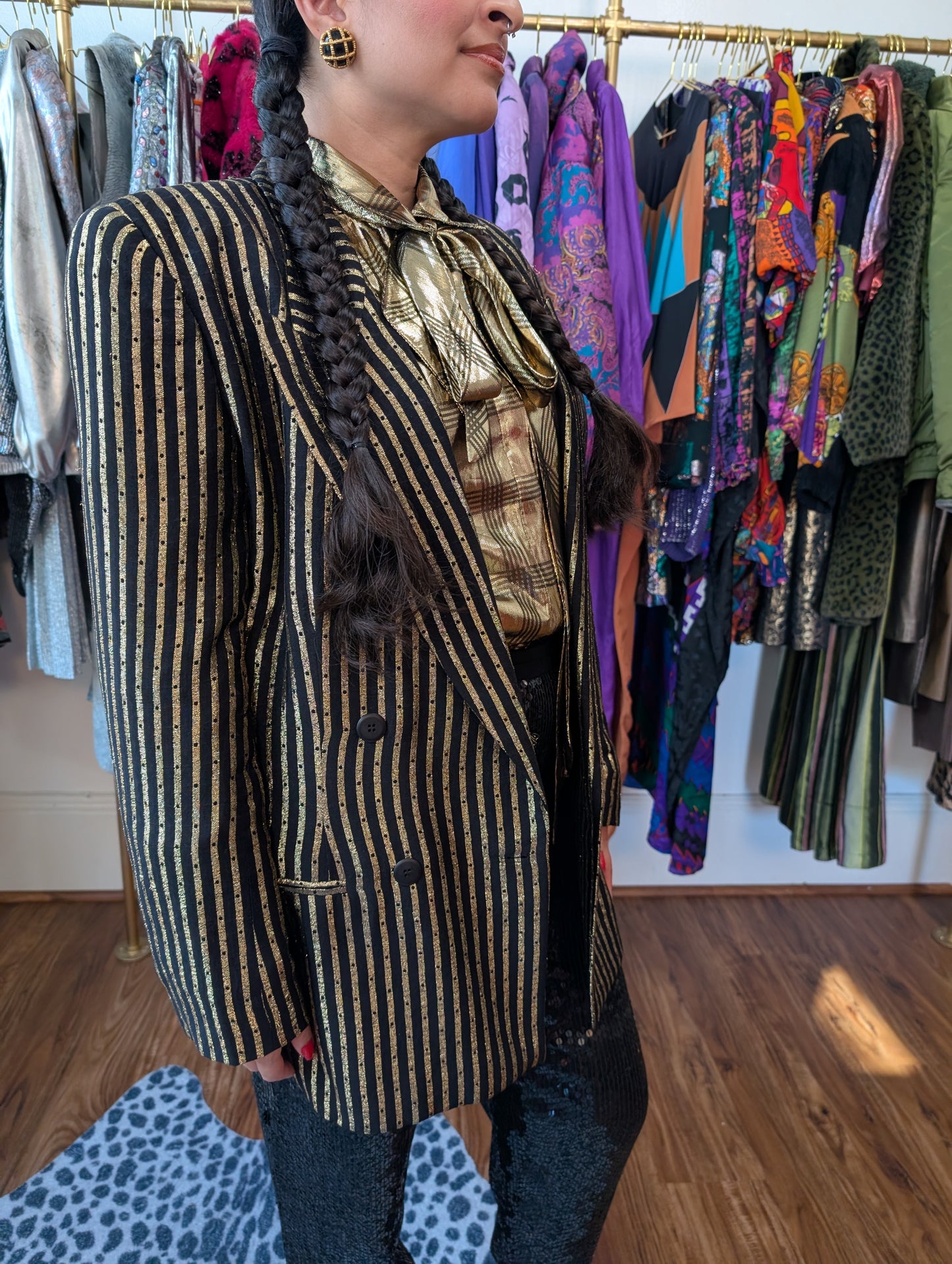 90s Metallic Striped Blazer