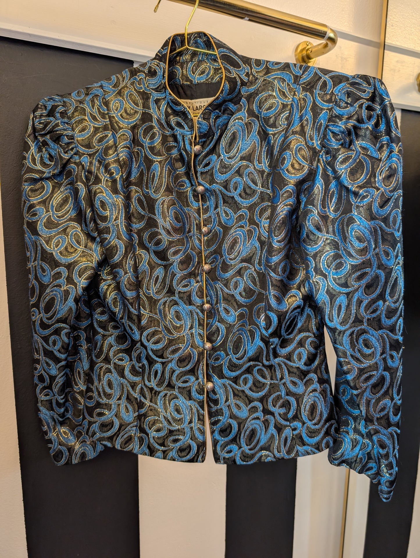 80s Guy Laroche Metallic Peplum Jacket