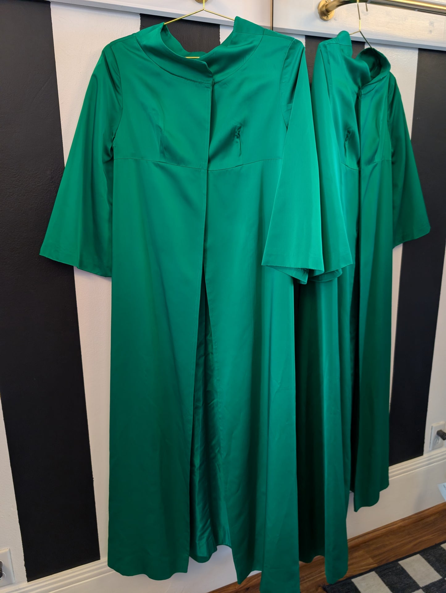 60s High Neck Satin Floor Length Jacket