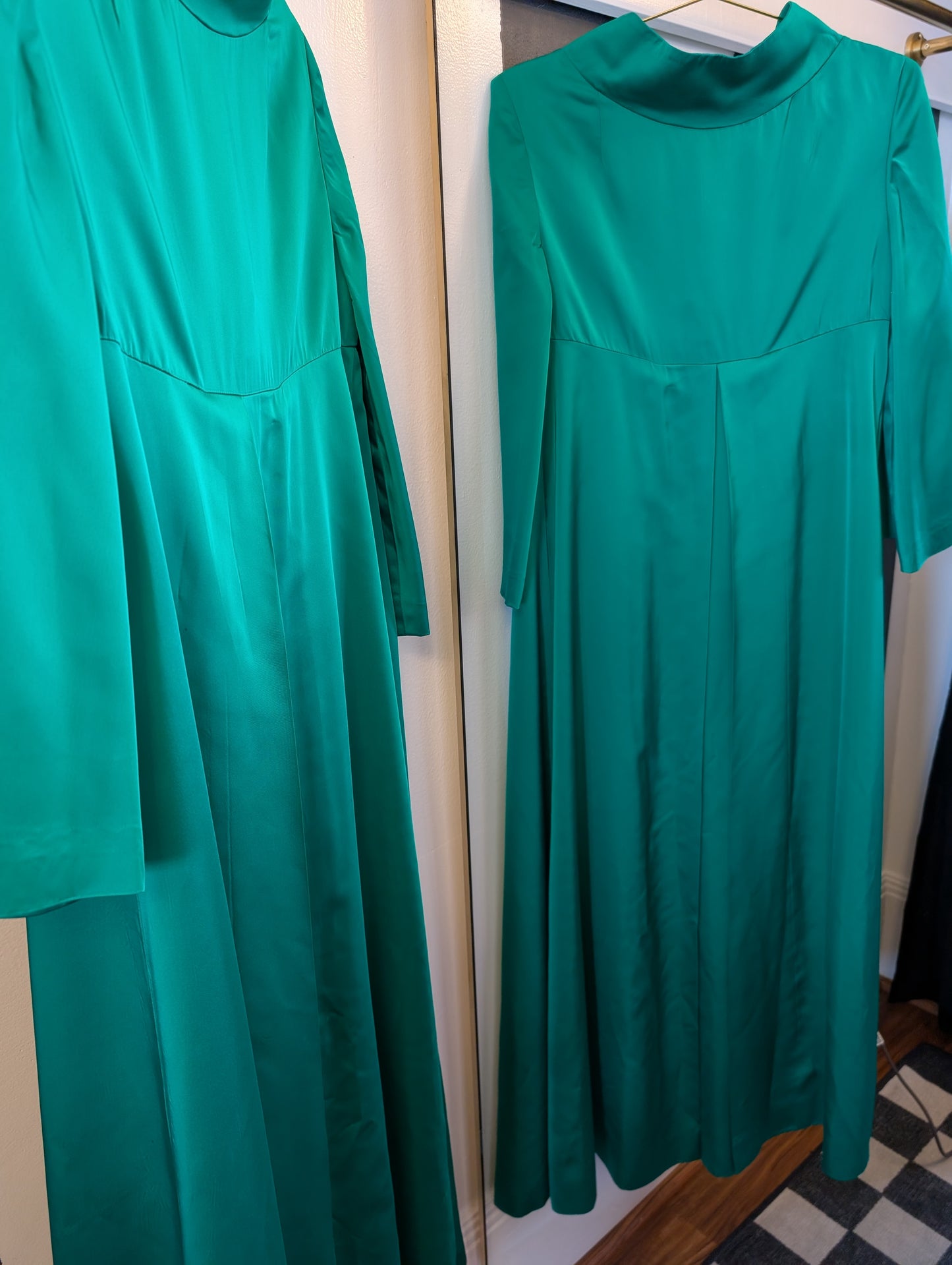 60s High Neck Satin Floor Length Jacket