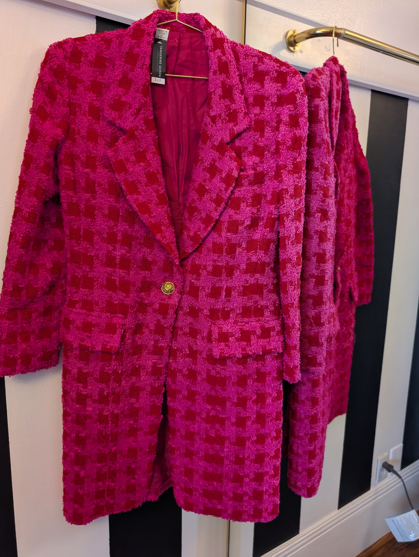 90s Tweed Plaid Tailored Jacket