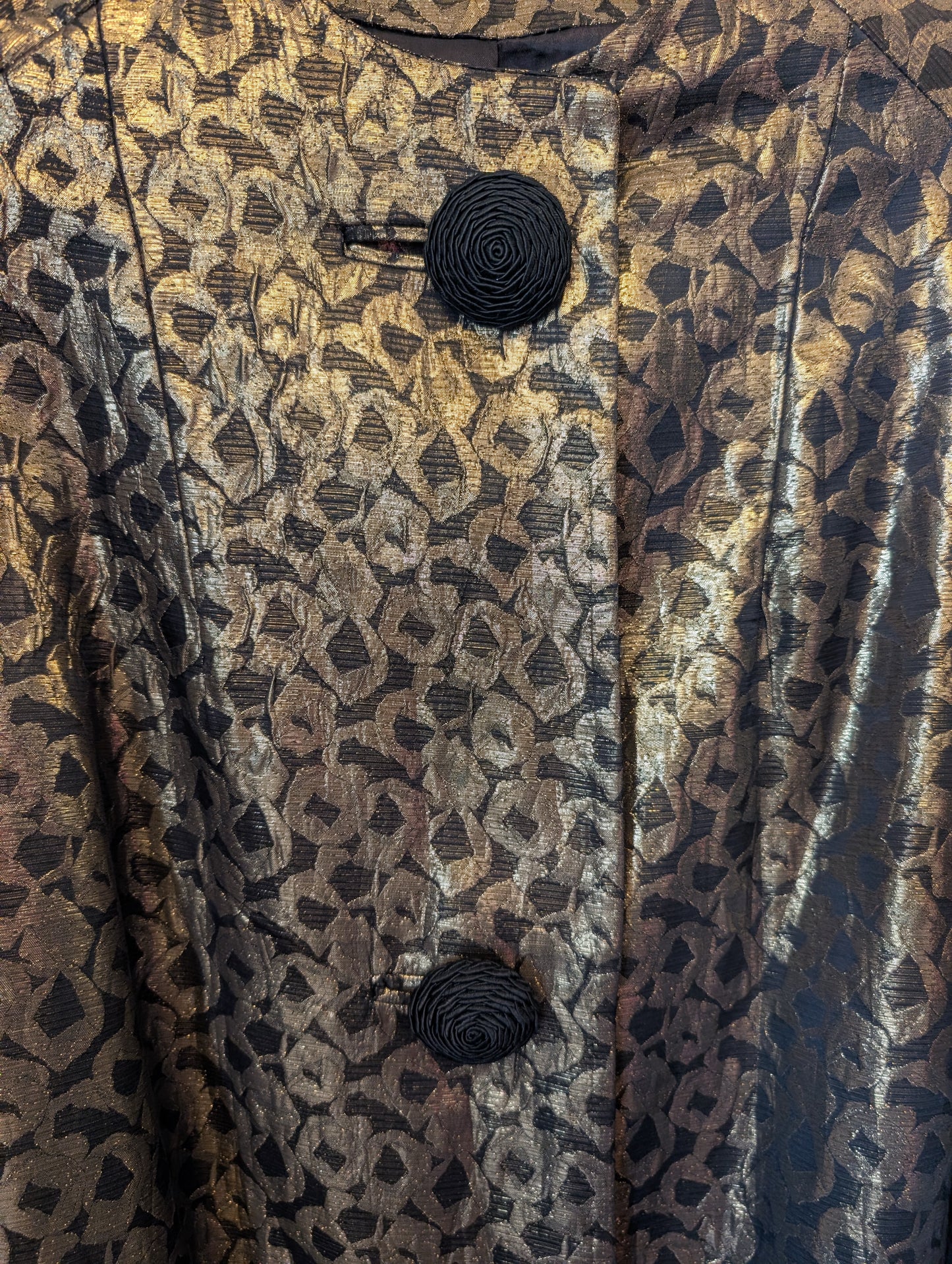 70s Metallic Fur Trimmed Swing Coat