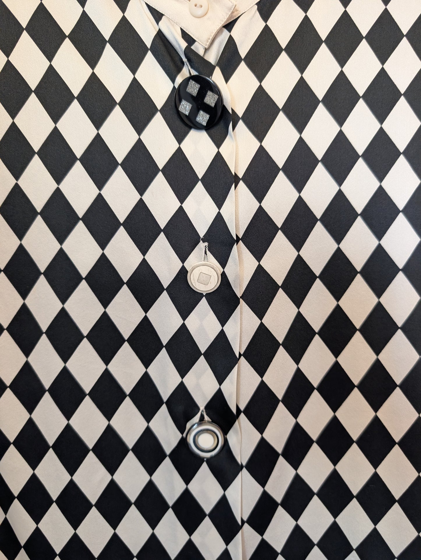 90s Checkered Silk Blouse