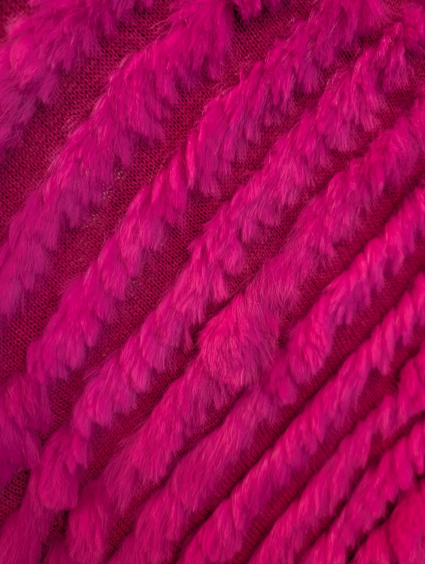 Hot Pink Rabbit Fur Poncho