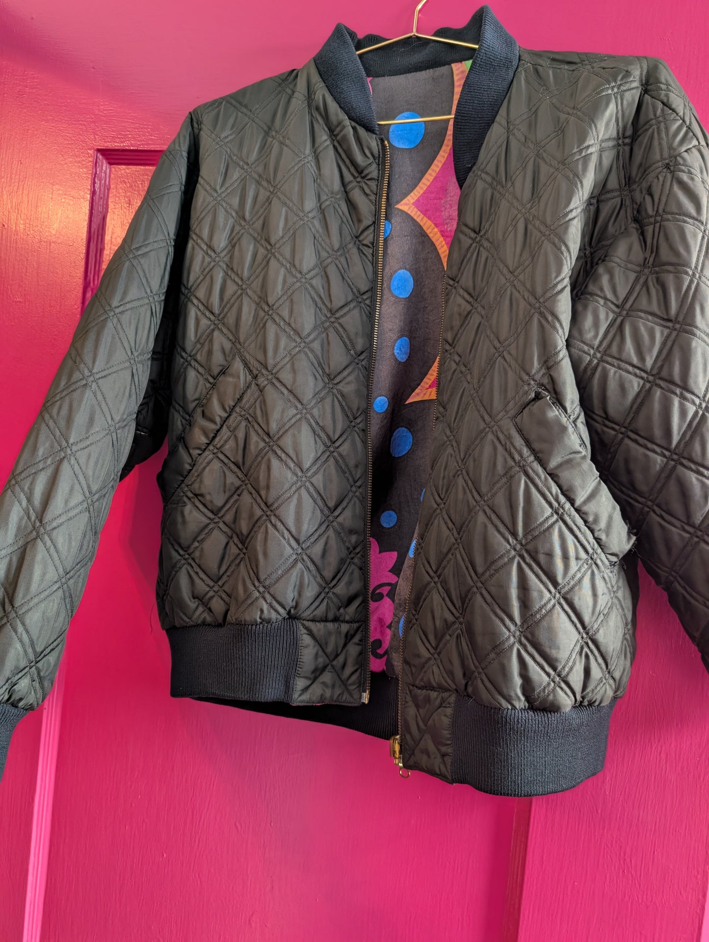 90s Reversible Printed Satin Bomber