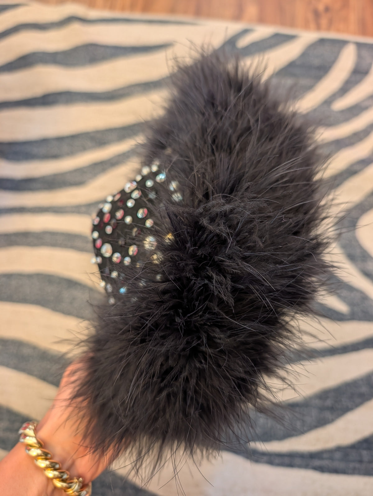 90s Feather & Rhinestone Wool Hat